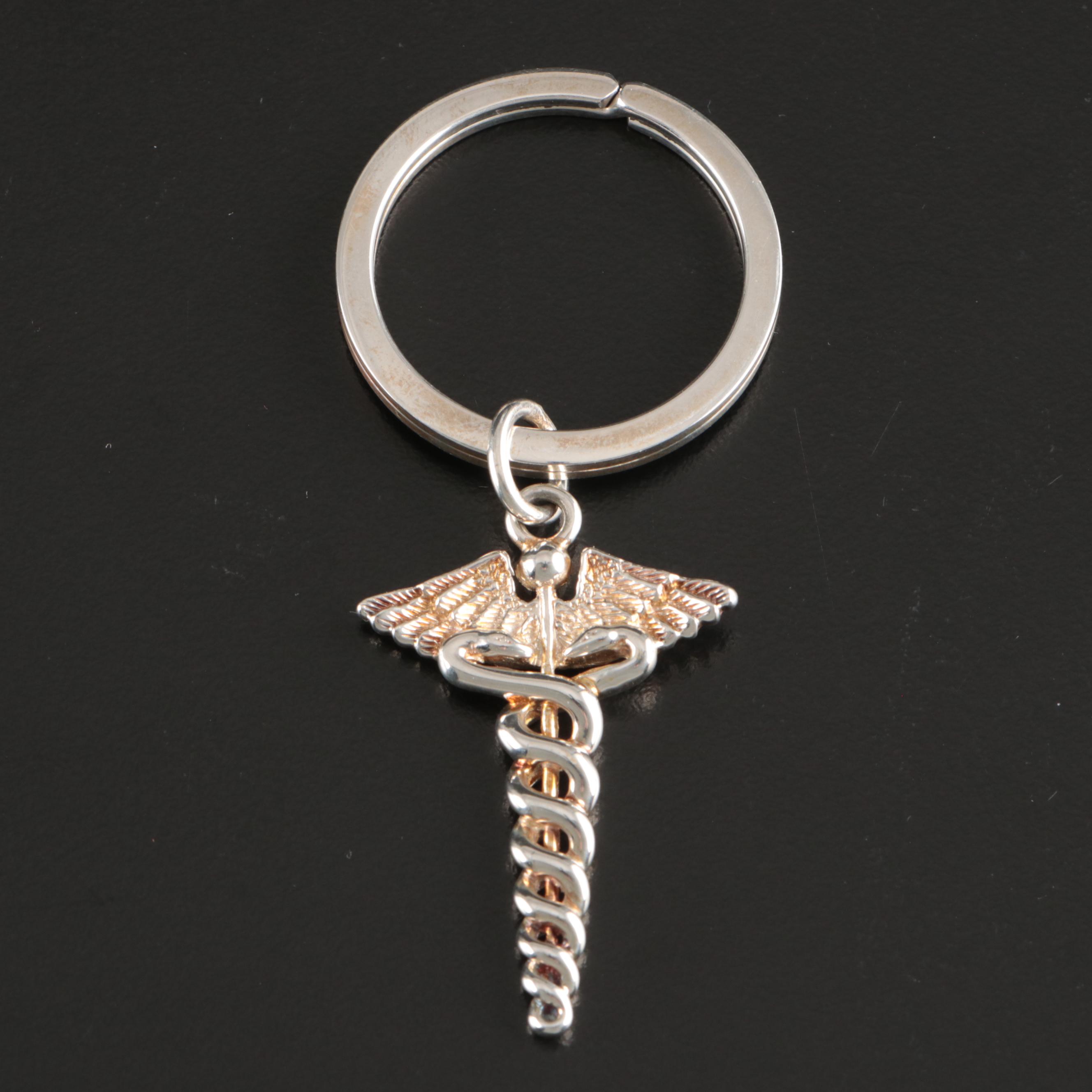 Tiffany & Co. "Caduceus" Sterling Silver Key Ring