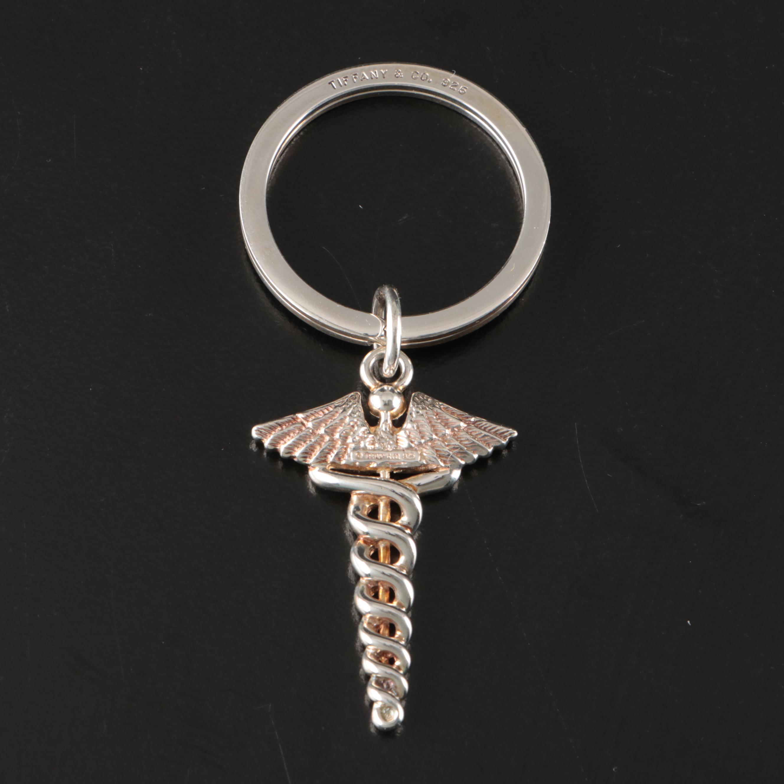 Tiffany & Co. "Caduceus" Sterling Silver Key Ring