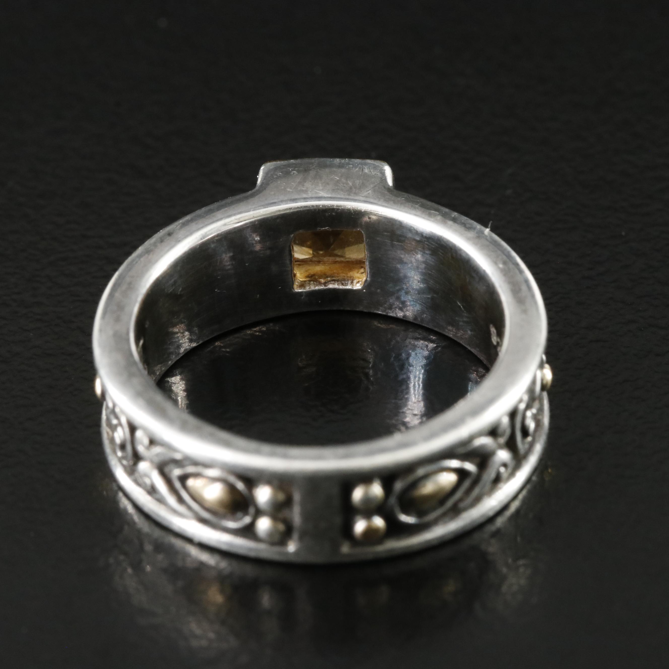 John Hardy Sterling and Citrine Ring with 18K Accents, Vintage