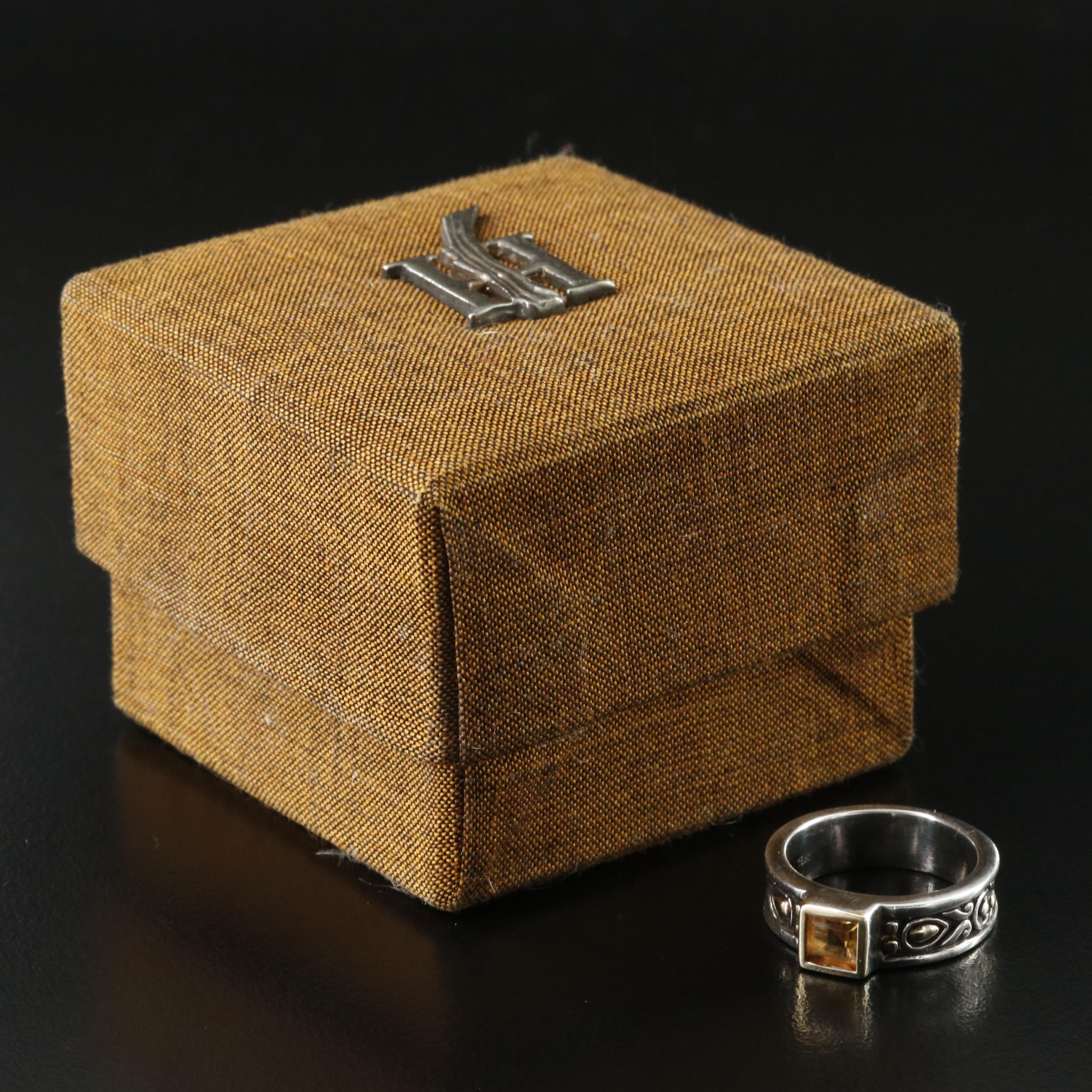 John Hardy Sterling and Citrine Ring with 18K Accents, Vintage