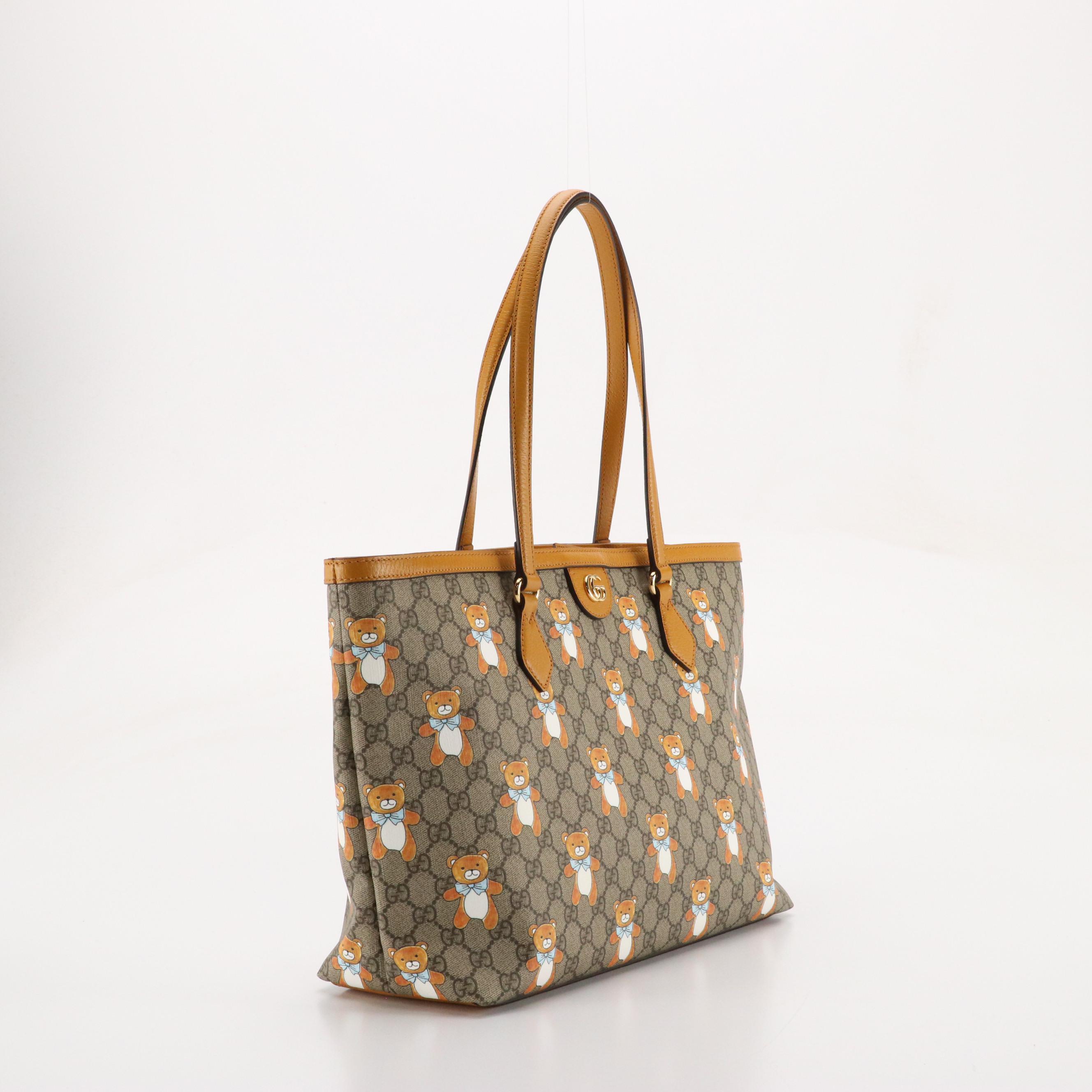 Gucci Limited Edition Exo Kai Teddy Bear Printed GG Supreme Canvas Tote Bag