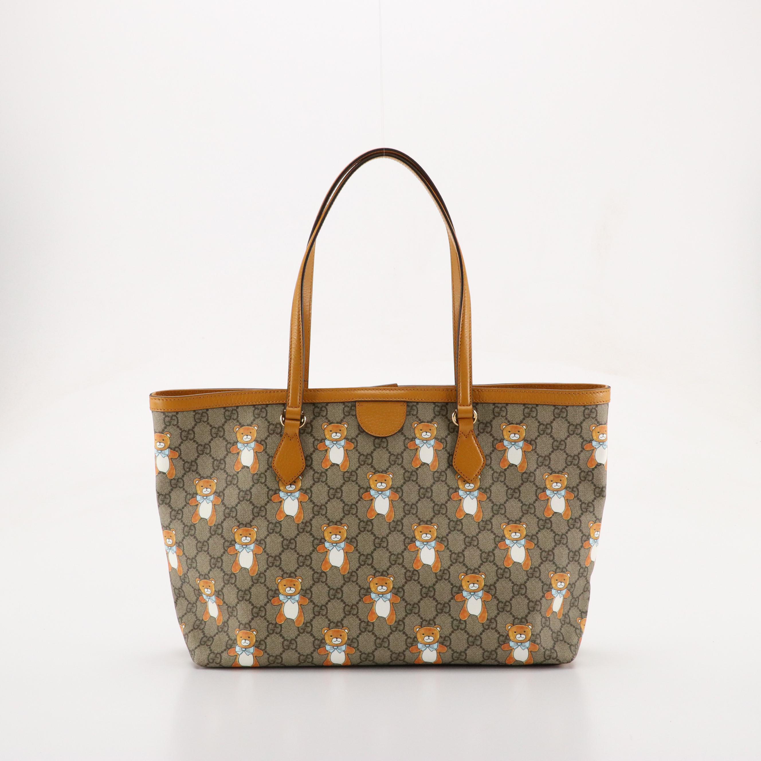 Gucci Limited Edition Exo Kai Teddy Bear Printed GG Supreme Canvas Tote Bag