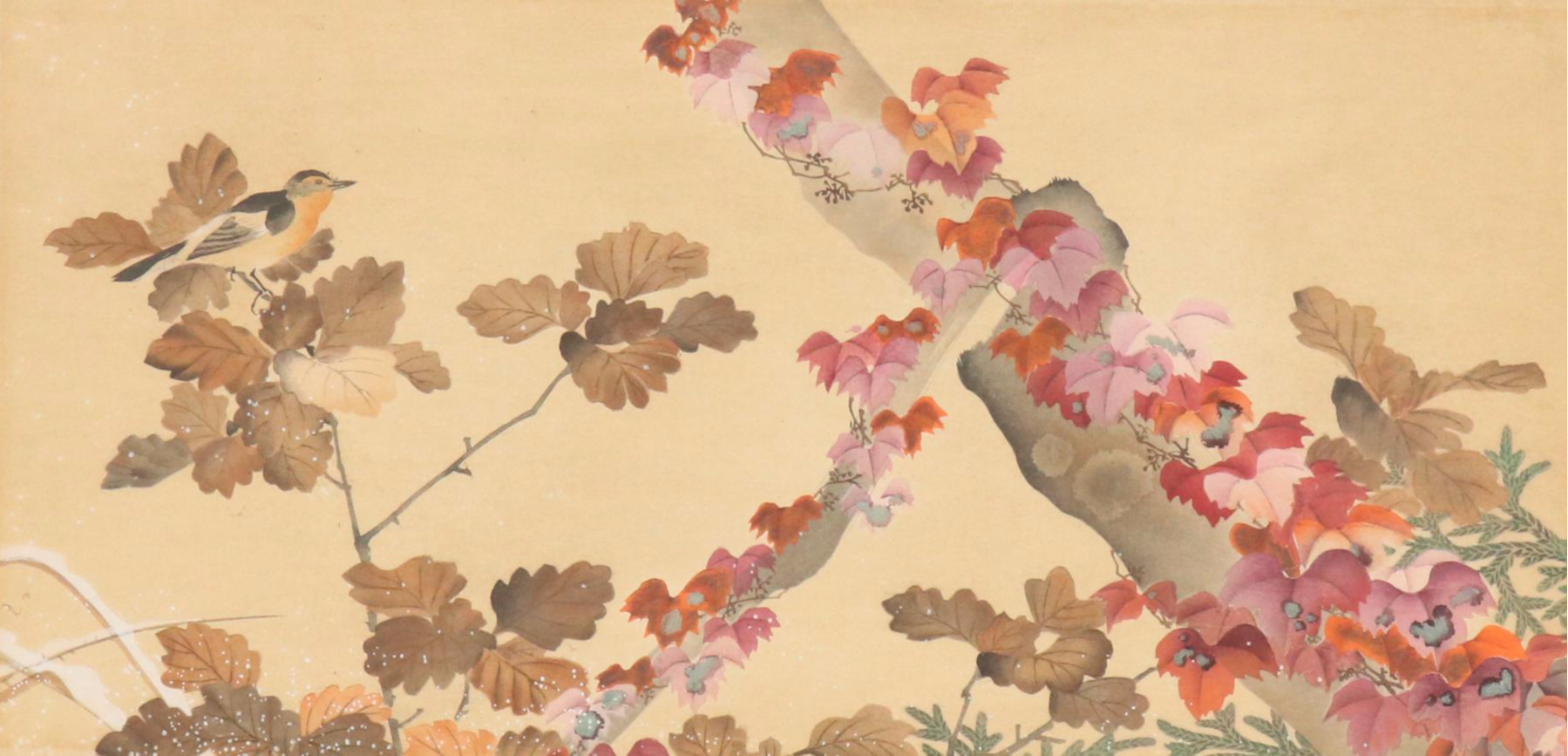 East Asian Floral Watercolor Painting, Early 20th Century