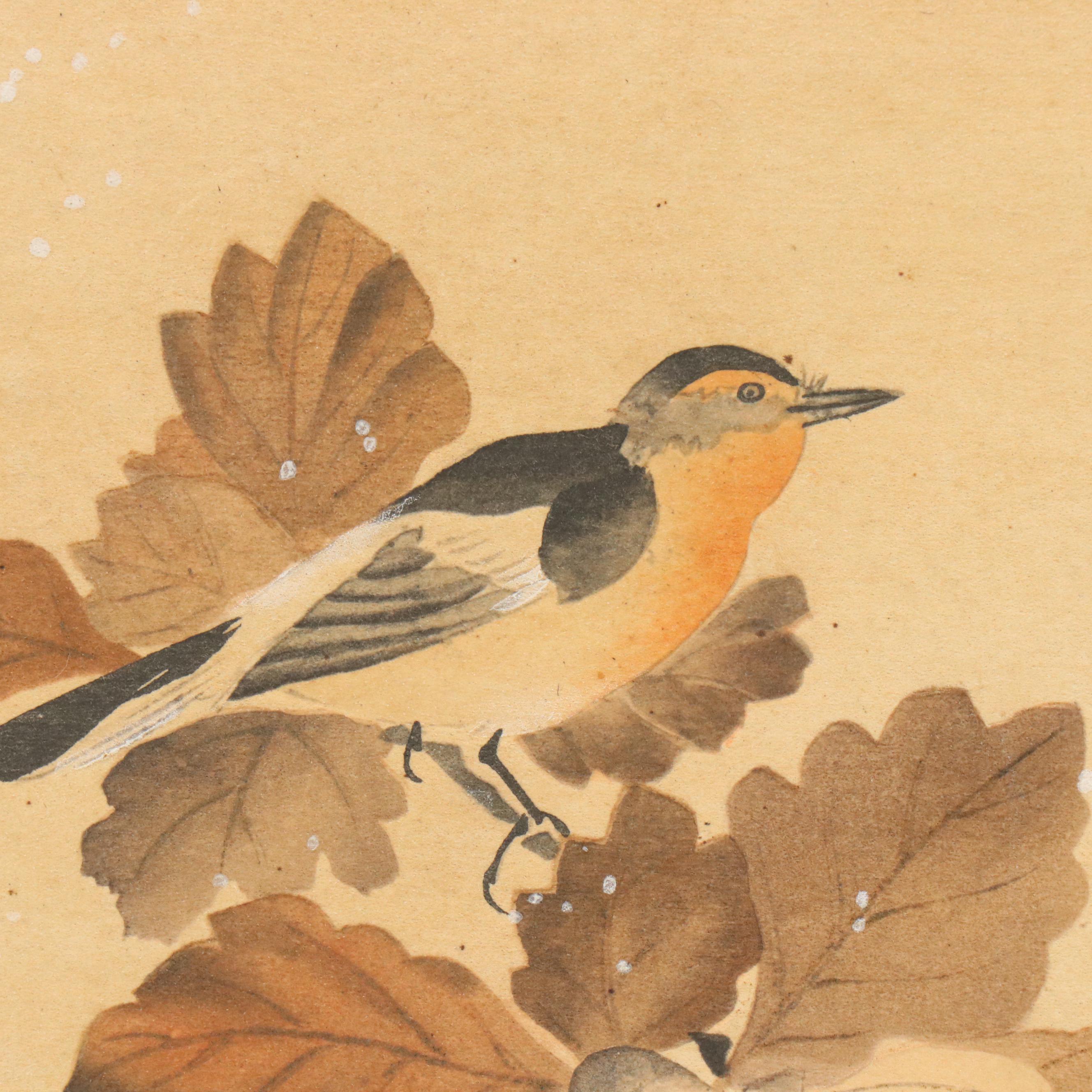 East Asian Floral Watercolor Painting, Early 20th Century