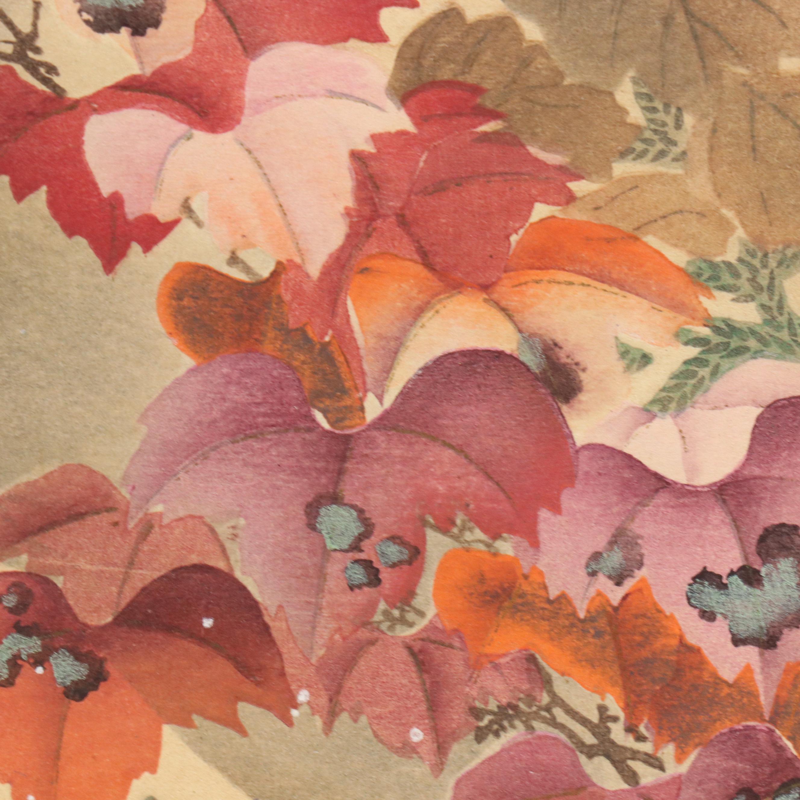 East Asian Floral Watercolor Painting, Early 20th Century