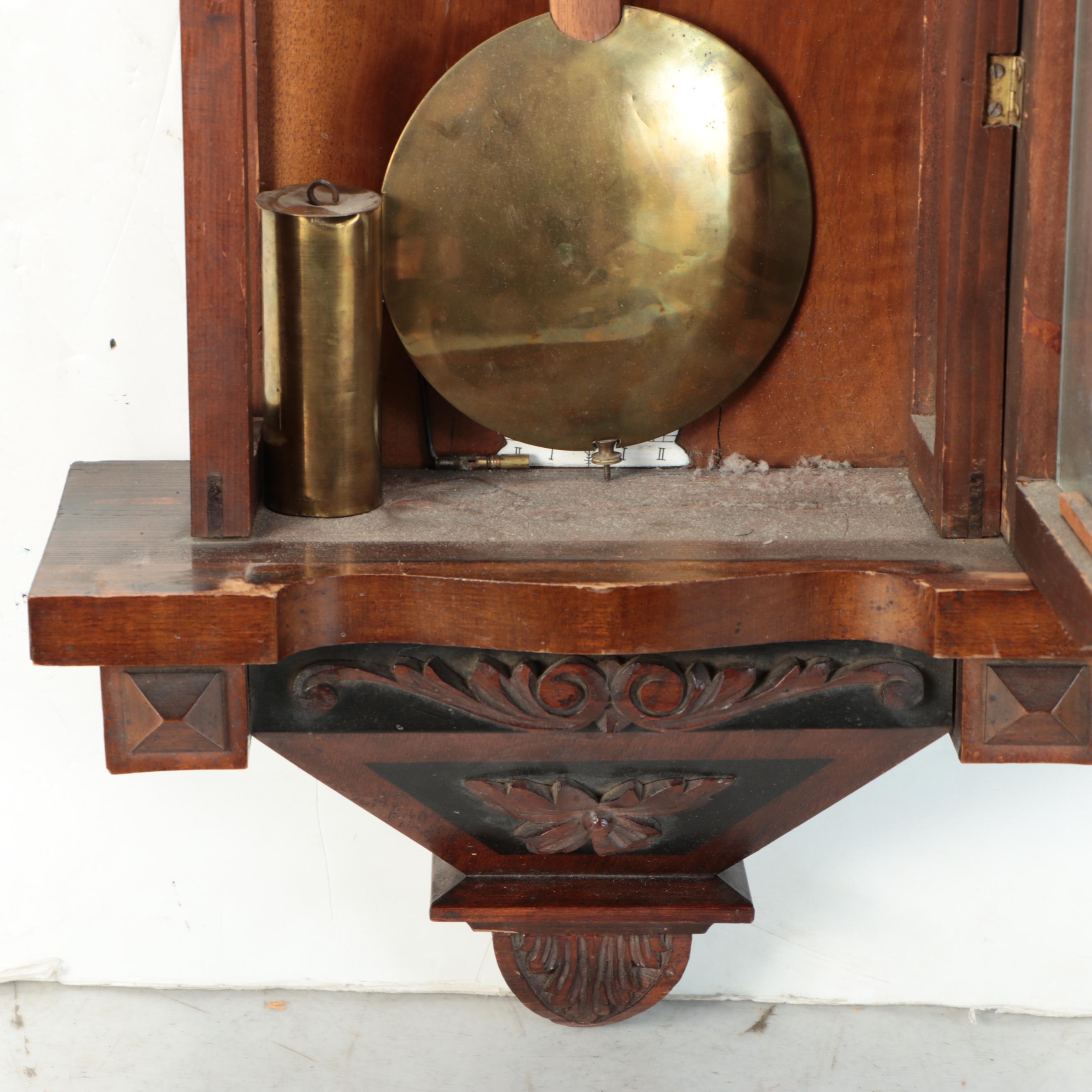 Three-Weight Carved Wood Wall Clock