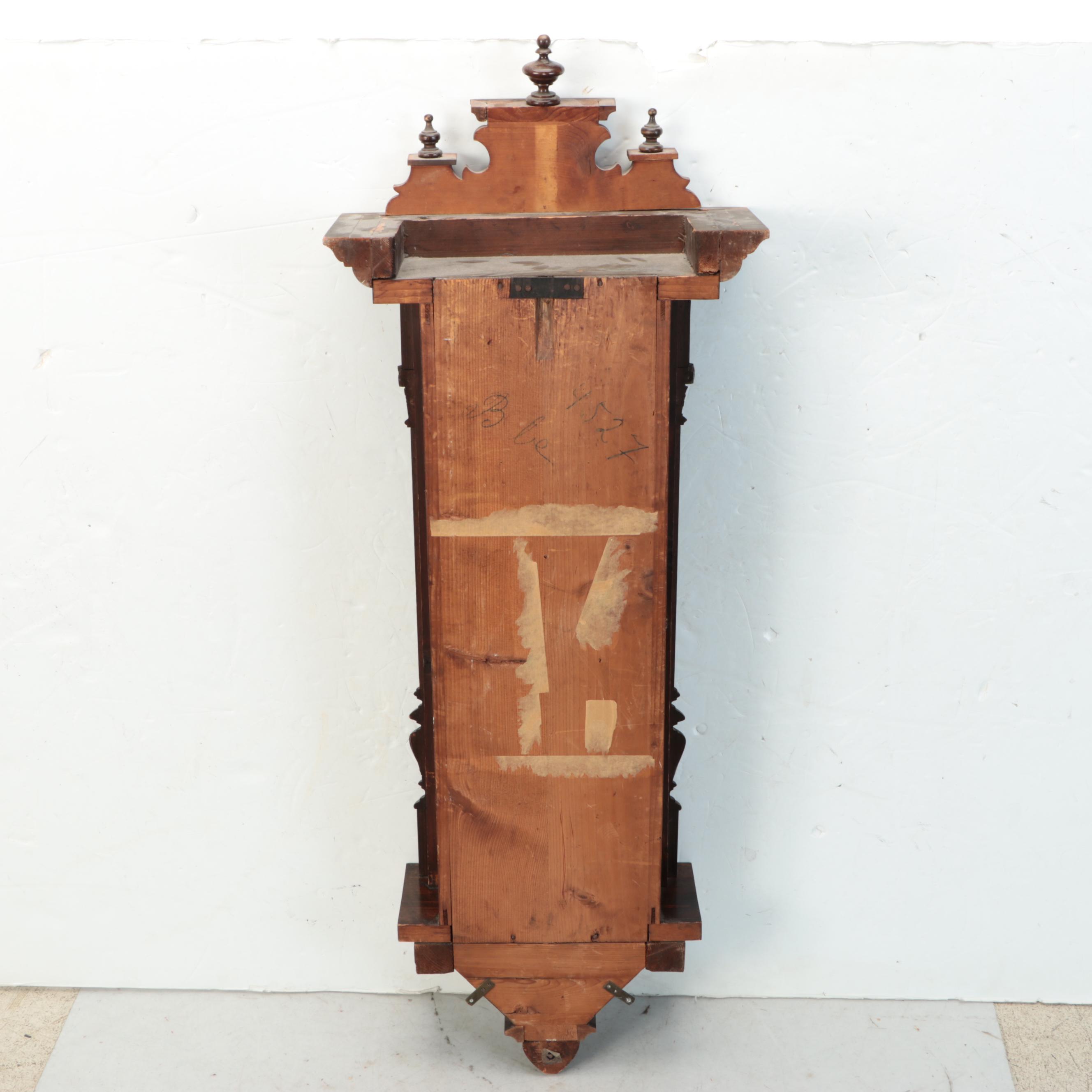 Three-Weight Carved Wood Wall Clock