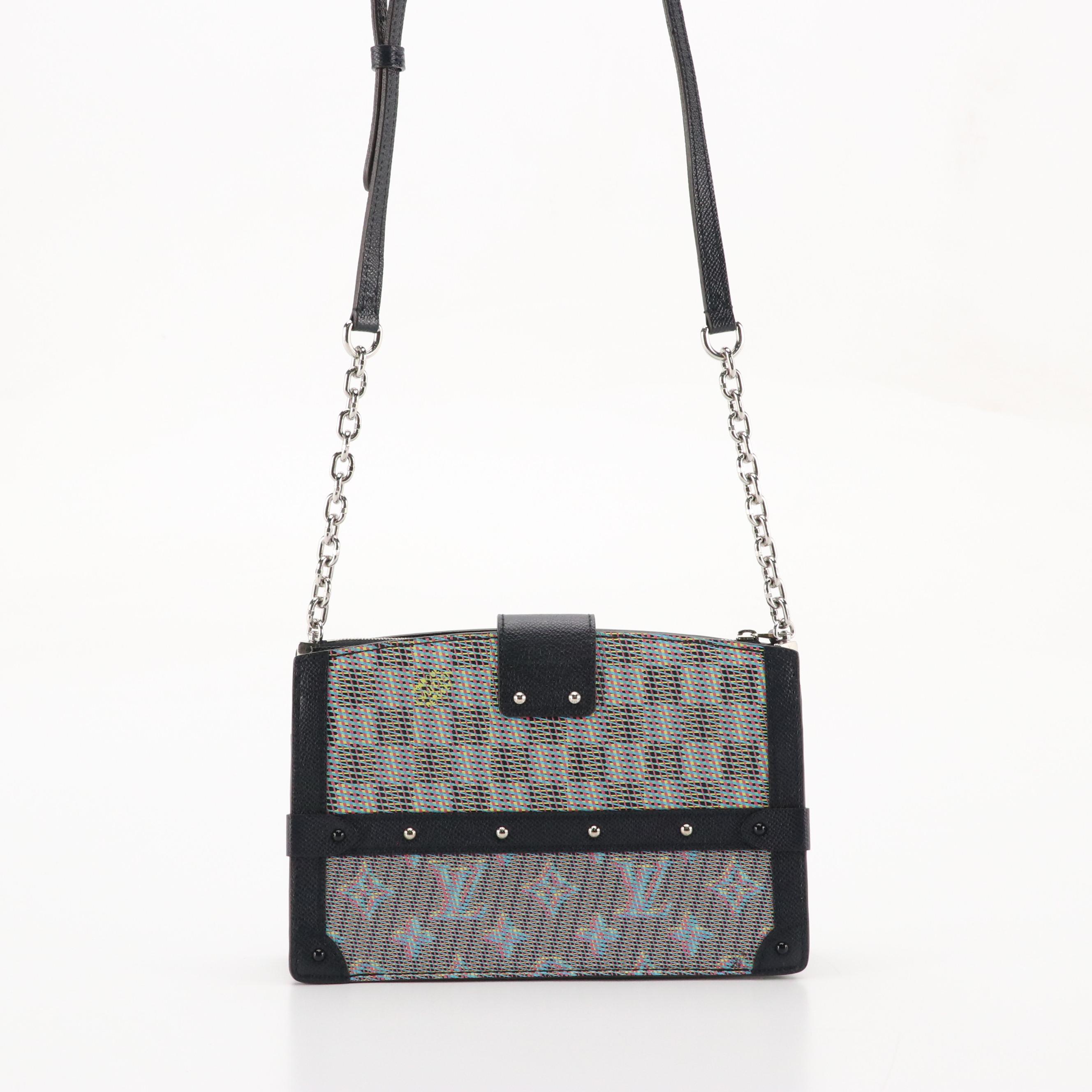 Louis Vuitton Trunk Clutch Crossbody Bag in LV Pop Damier Canvas & Leather