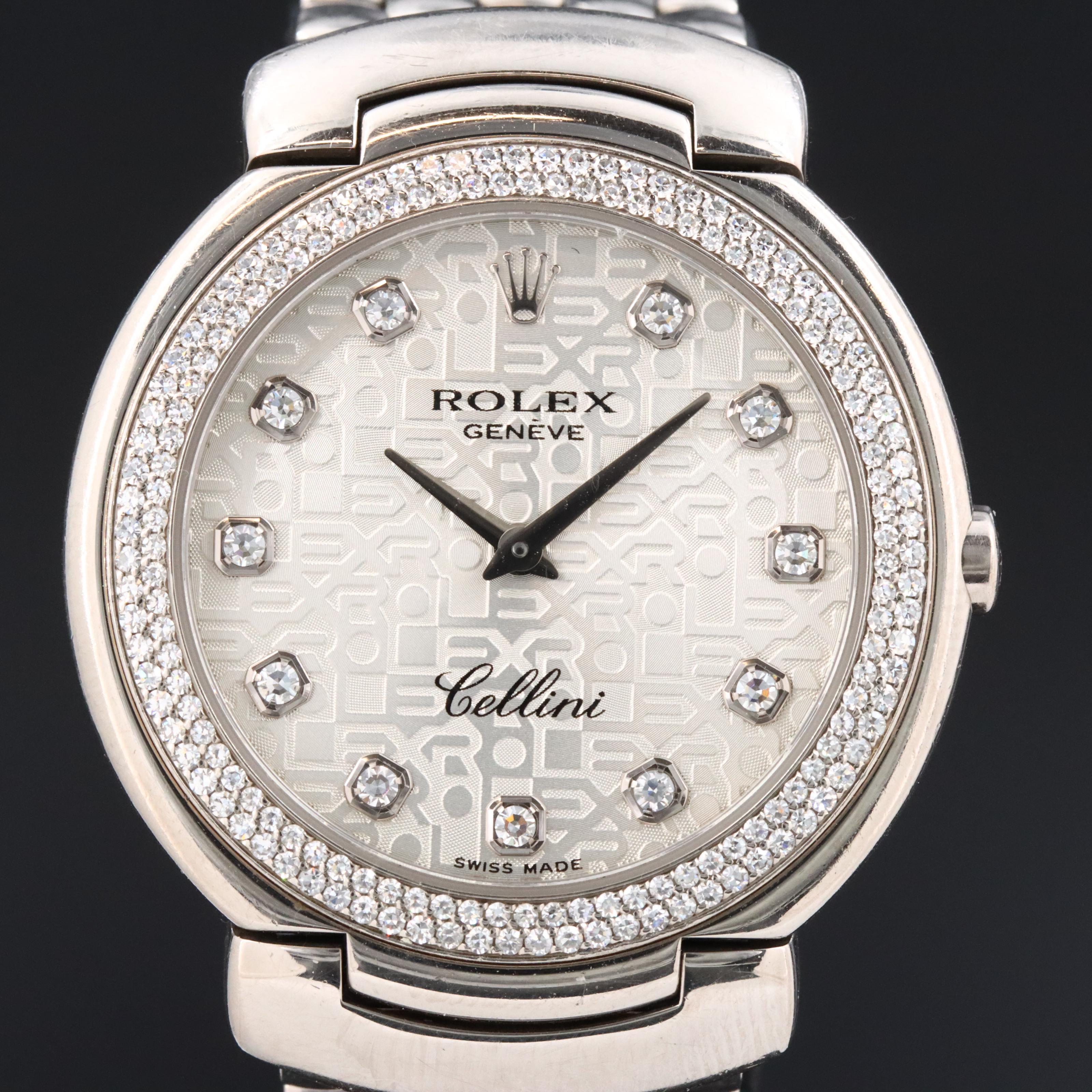 2007 Rolex Cellini Cellissimo Silver Jubilee Diamond Dial & Bezel 18K 6681 Watch