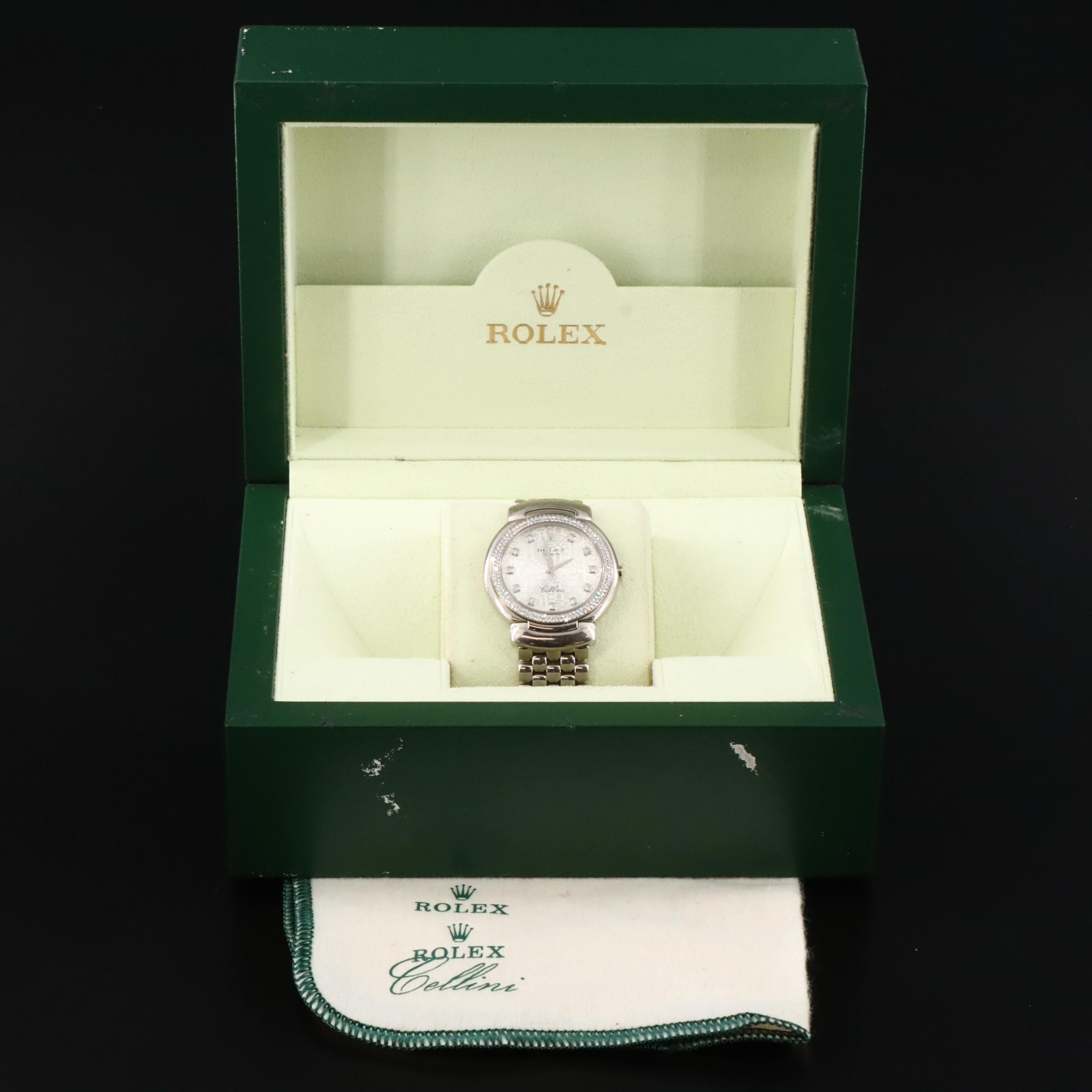 2007 Rolex Cellini Cellissimo Silver Jubilee Diamond Dial & Bezel 18K 6681 Watch