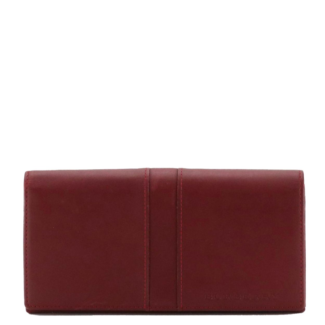 Burberry Front-Flap Accordion Wallet in Merlot Red Calfskin Leather
