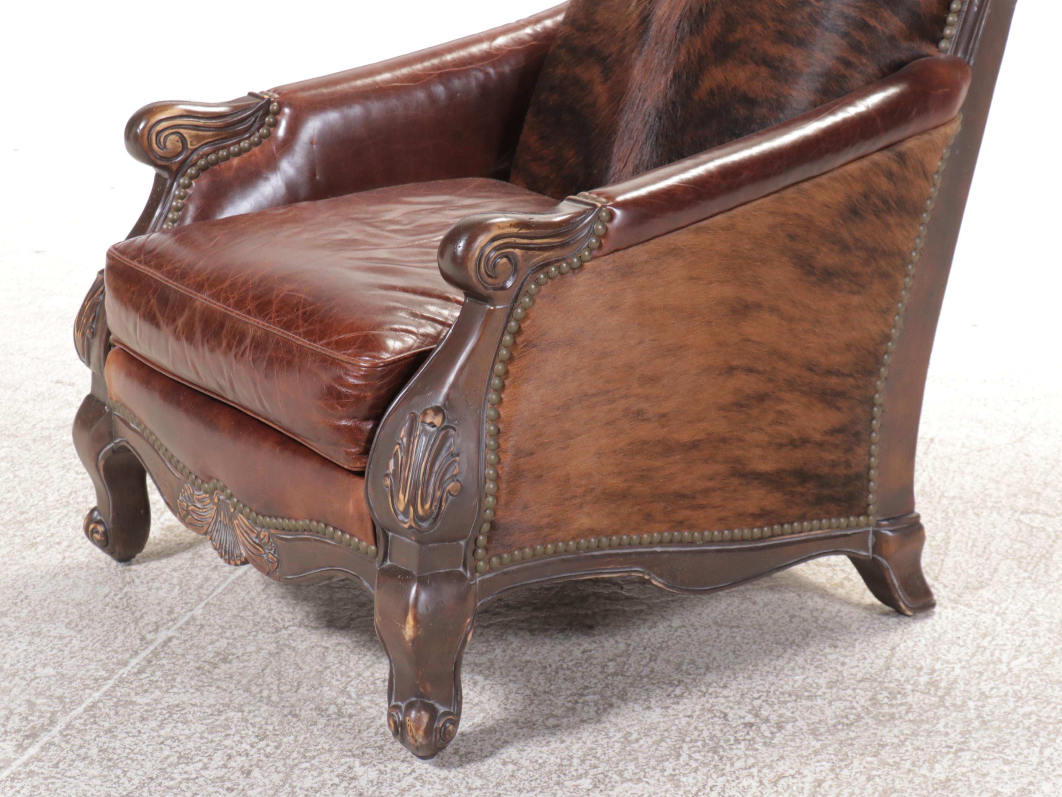 Jackson Carter Furniture Co. Hyde and Leather Covered Berege Chair