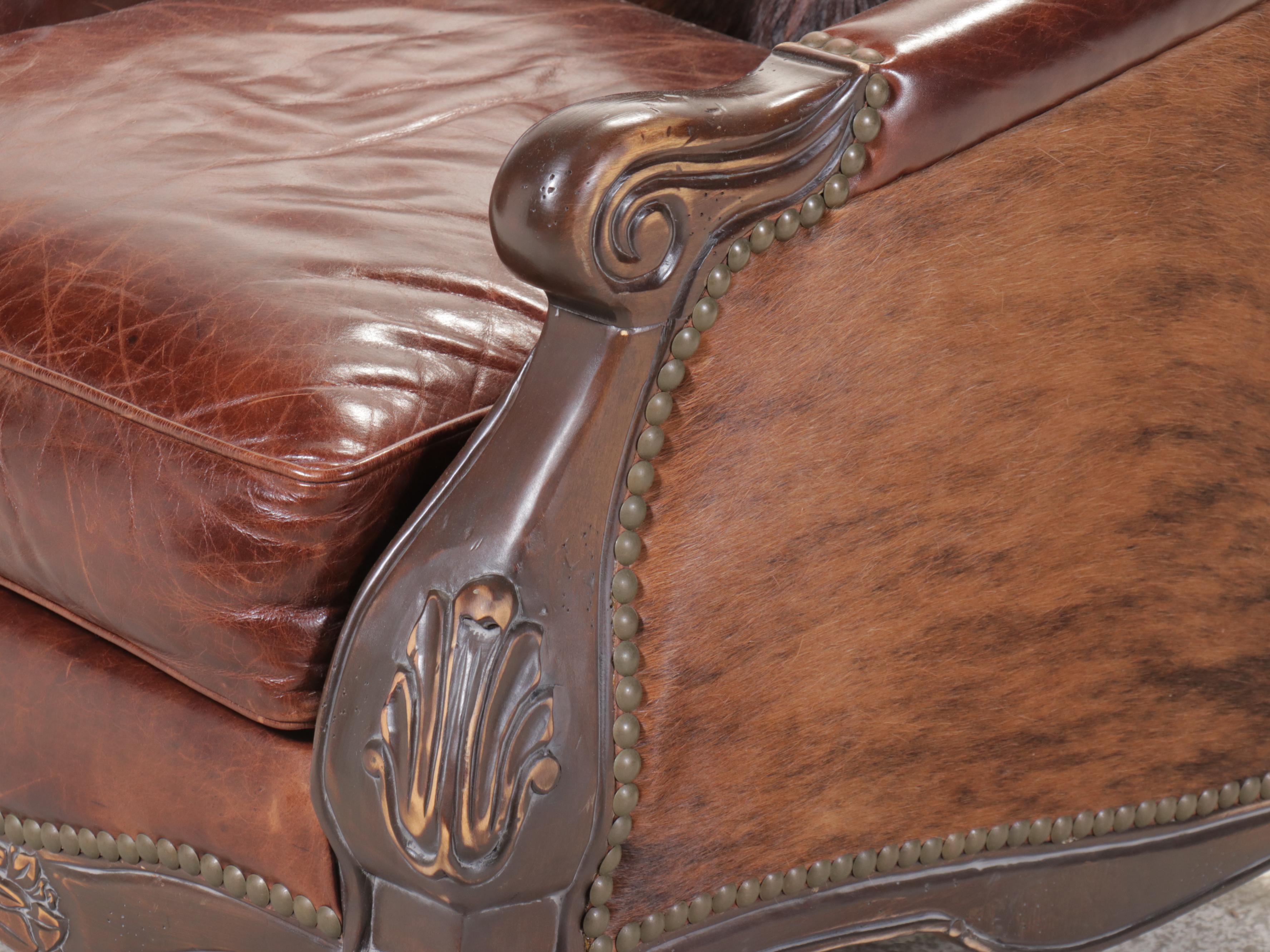 Jackson Carter Furniture Co. Hyde and Leather Covered Berege Chair