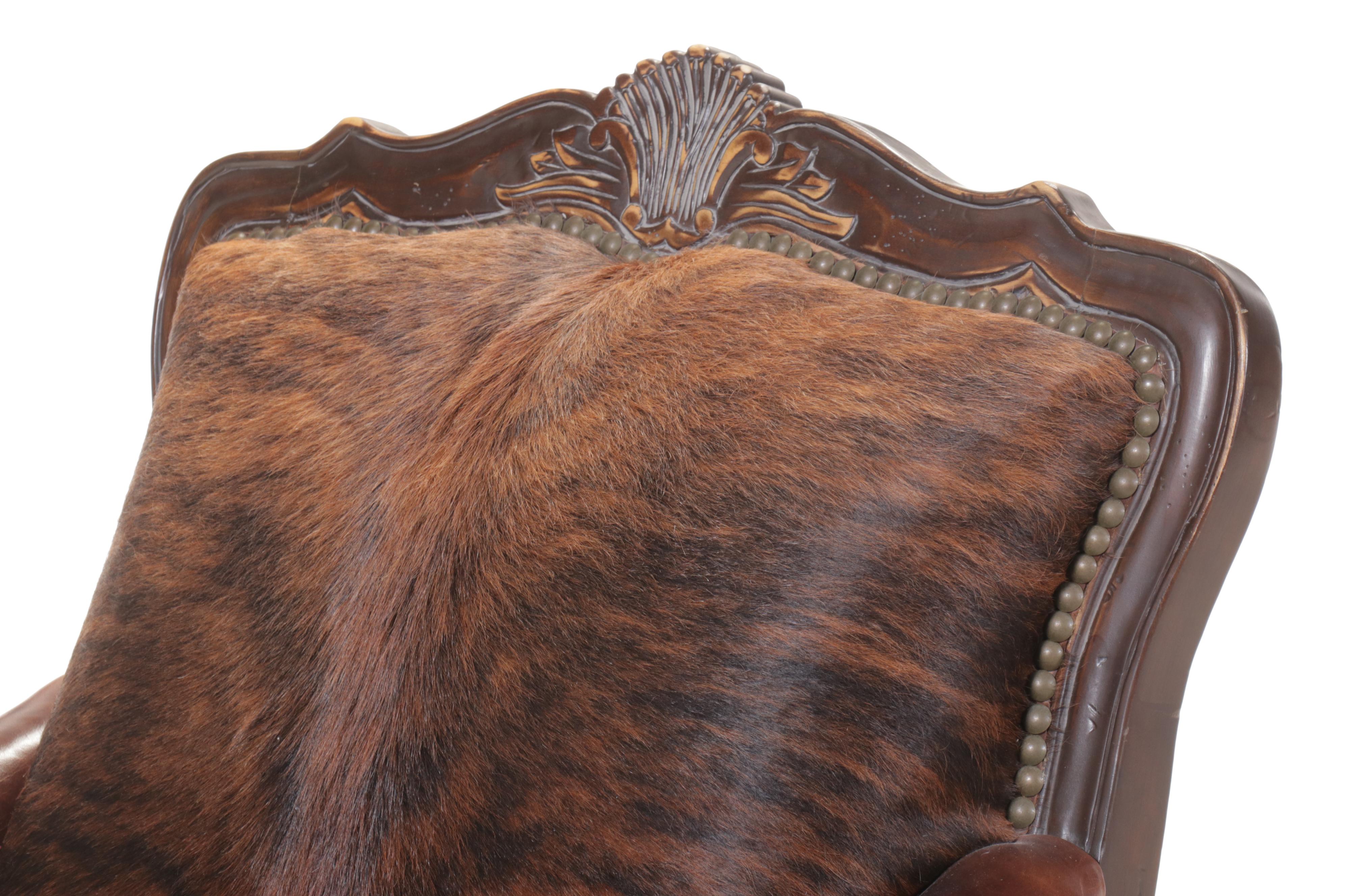 Jackson Carter Furniture Co. Hyde and Leather Covered Berege Chair