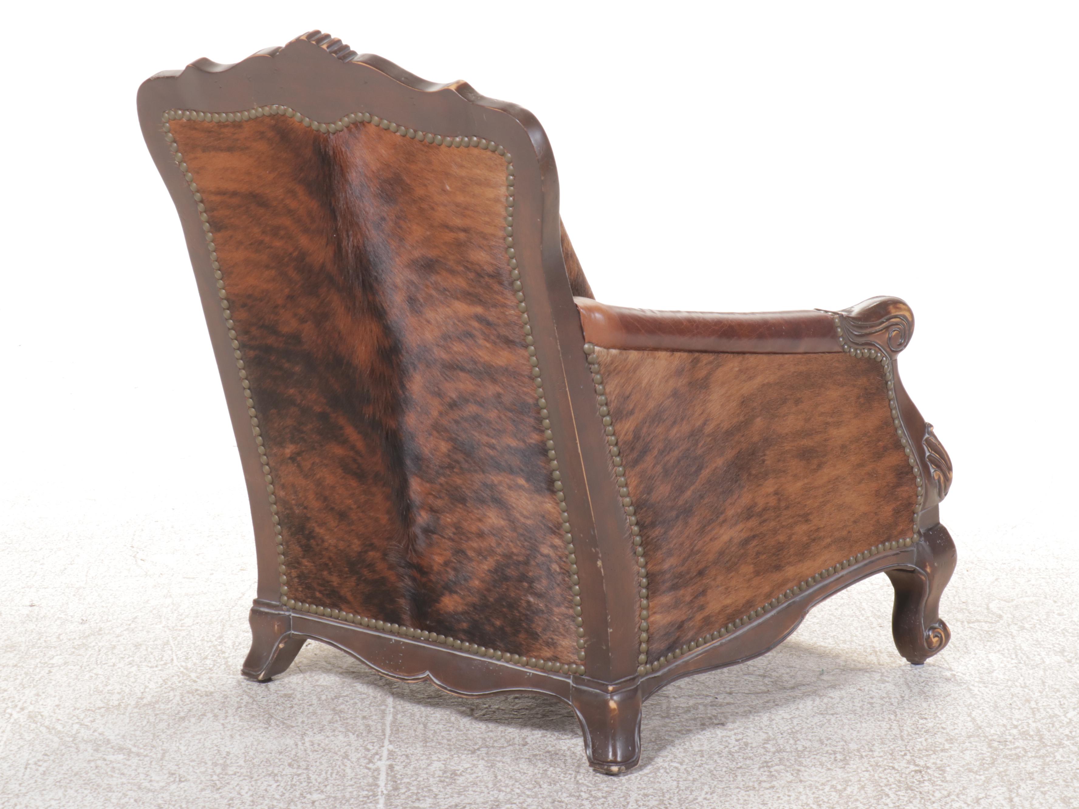 Jackson Carter Furniture Co. Hyde and Leather Covered Berege Chair