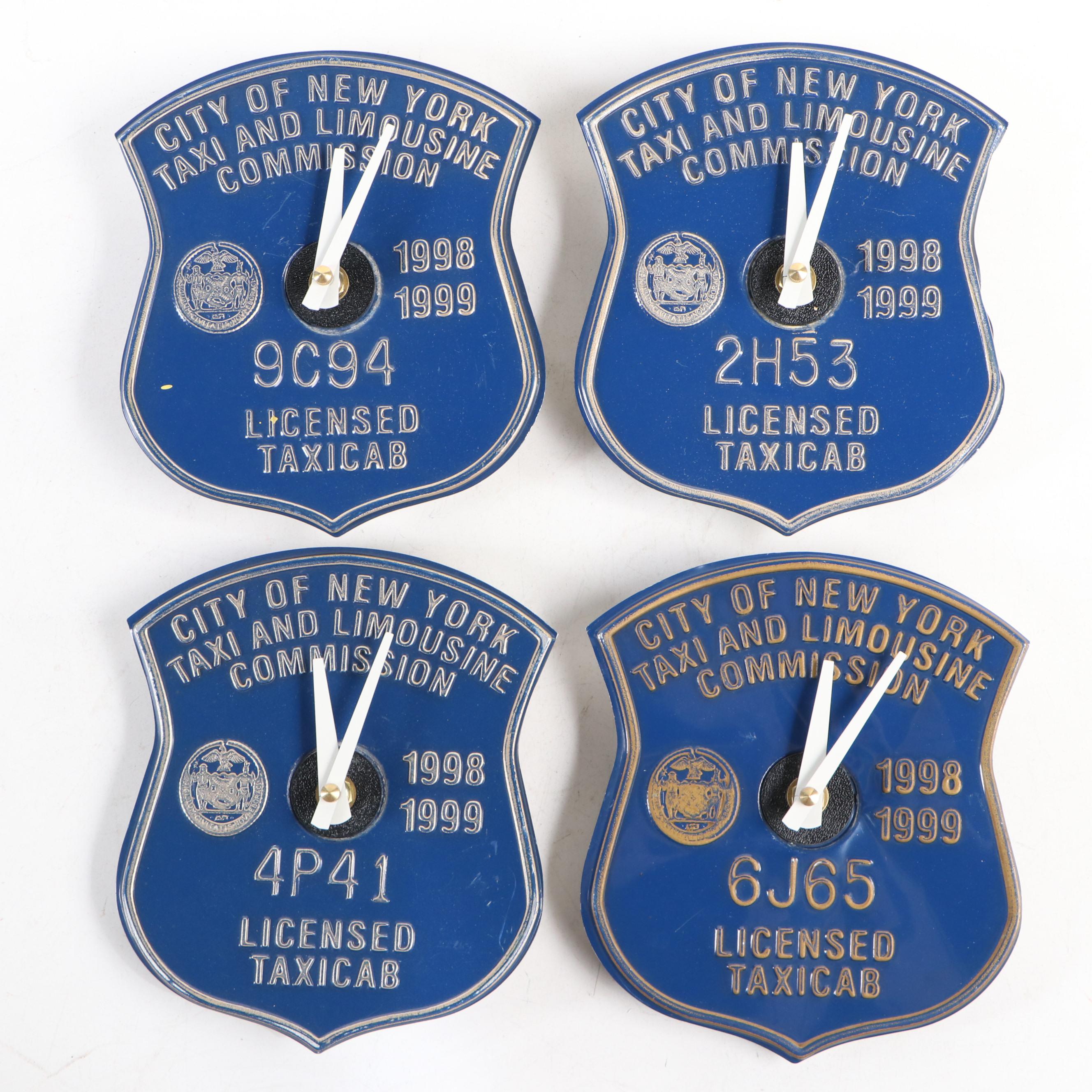 City of New York Licensed Taxicab Punched Metal Plaque Clocks