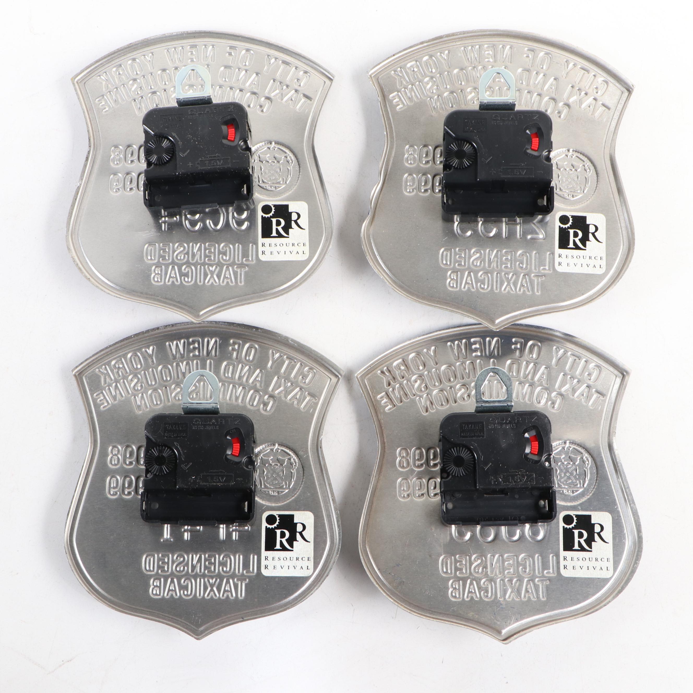 City of New York Licensed Taxicab Punched Metal Plaque Clocks