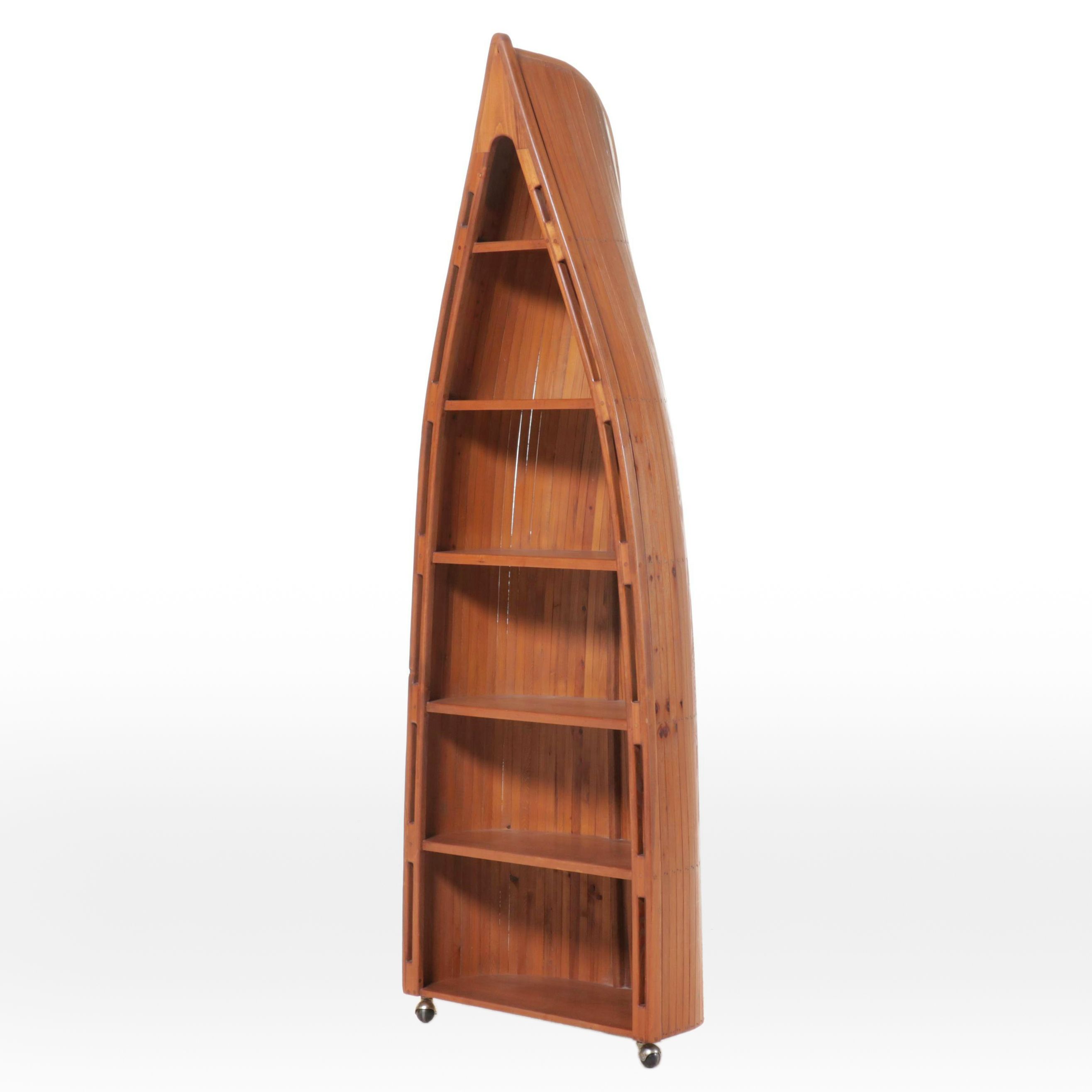 Wooden Boat Hull Shaped Shelving Unit