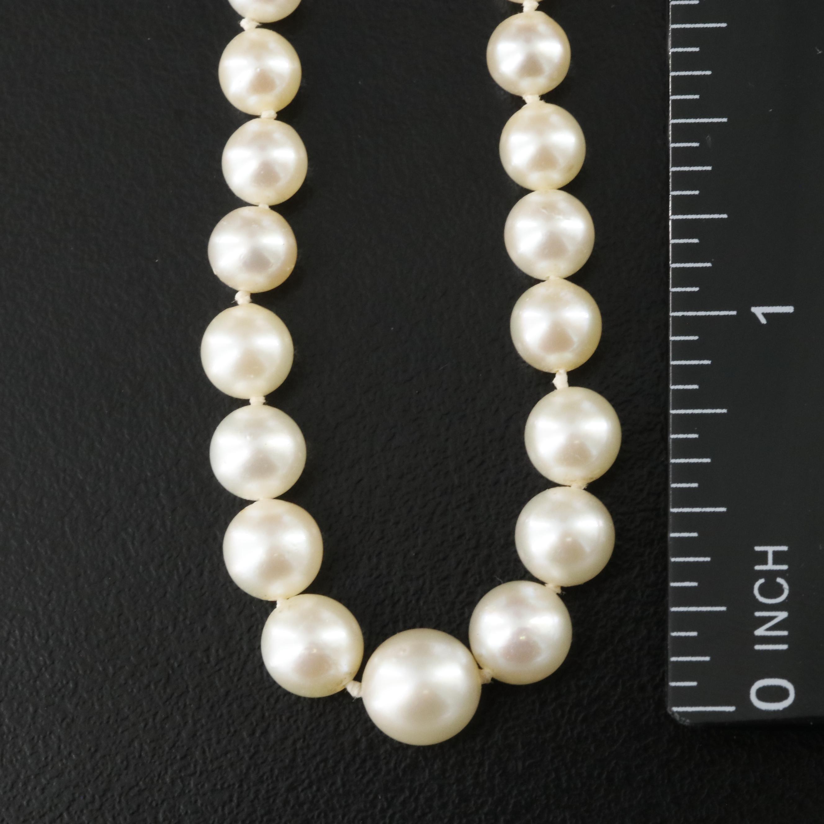 Graduated Pearl Necklace with 14K Clasp and Earrings