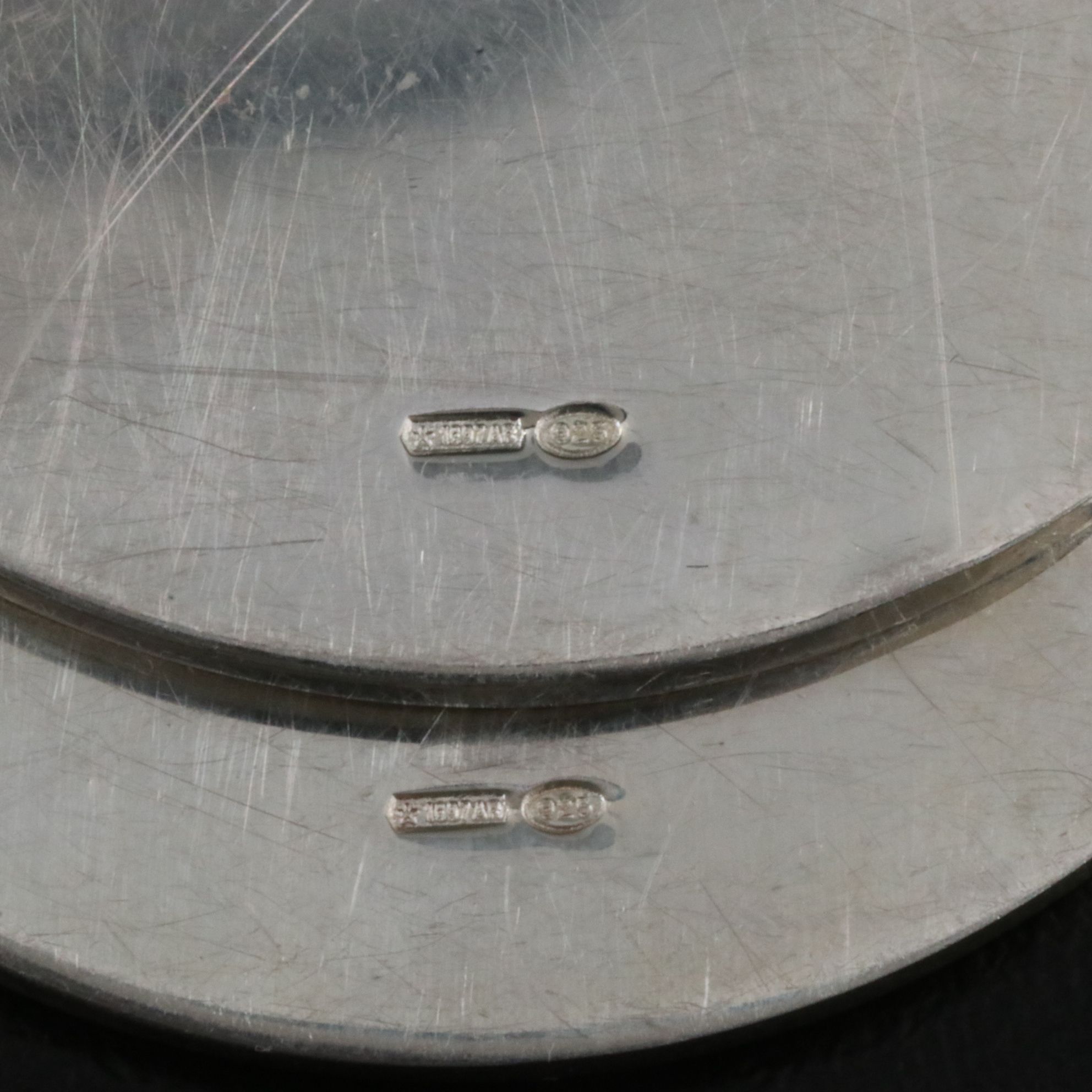 Gucci Sterling Dog Tag Plate Pendants Set of Two