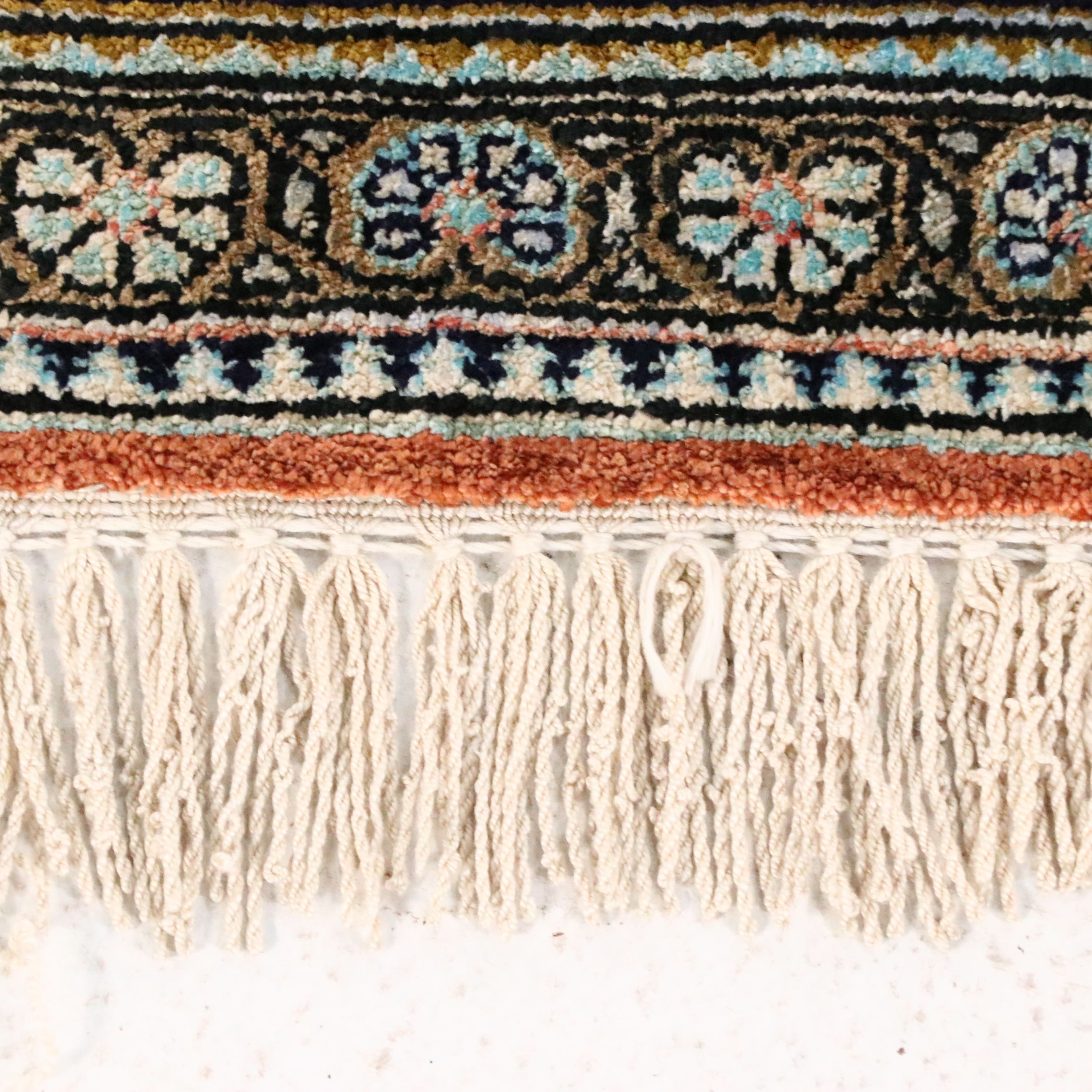 4'9 x 7'8 Hand-Knotted Persian Silk Pictorial Hunt Scene Area Rug