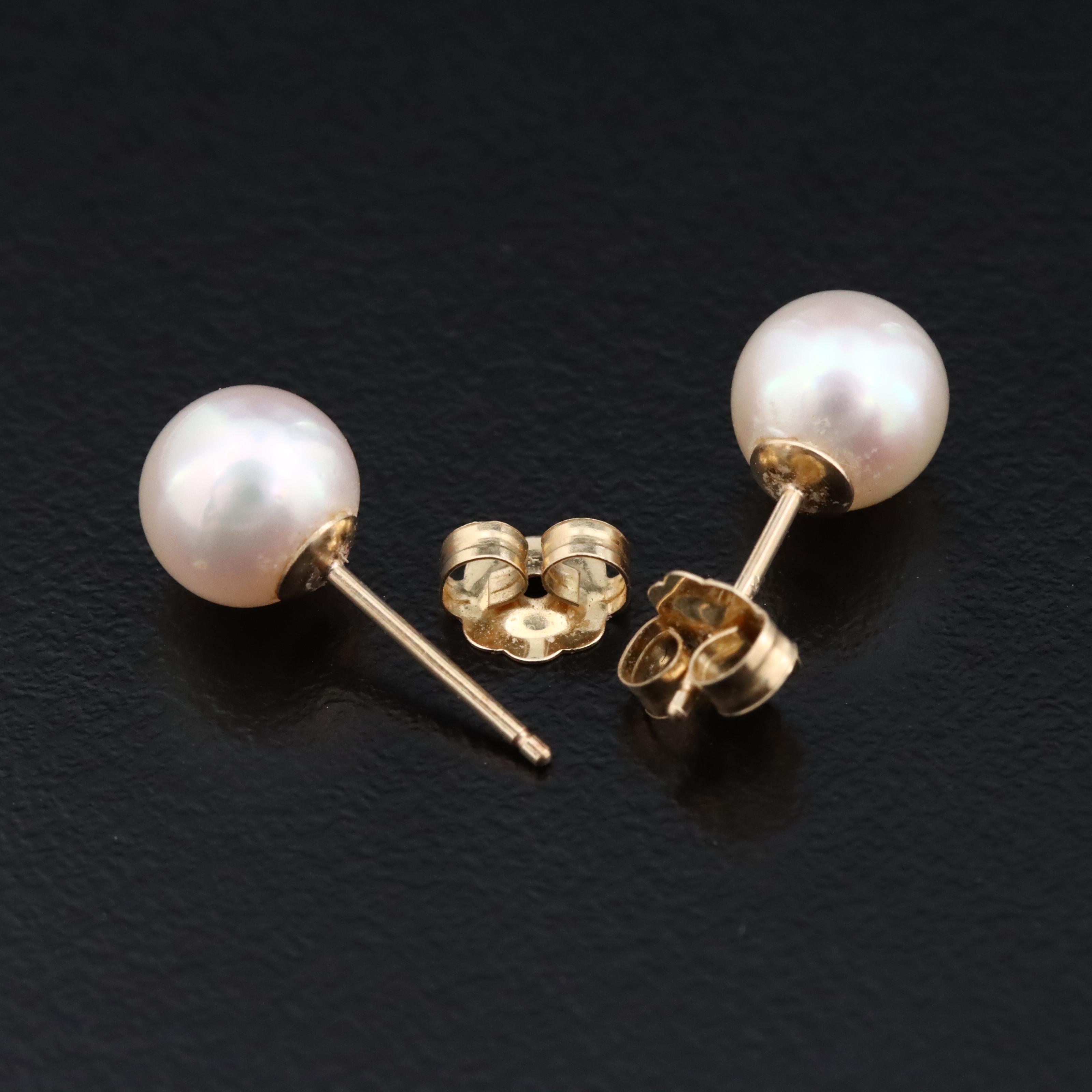 14K Pearl Stud Earrings