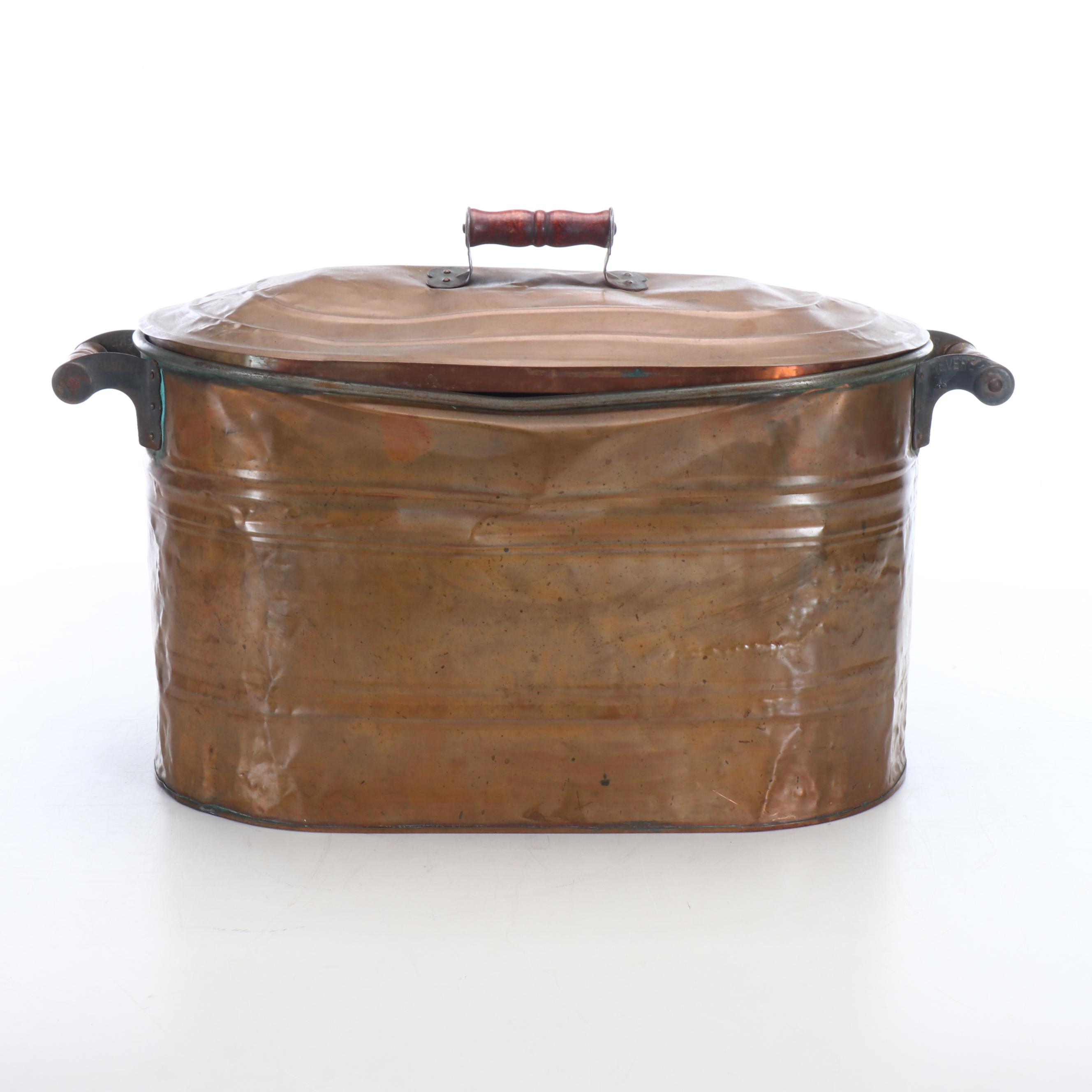 Copper Boiler Tub with Lid, 20th Century