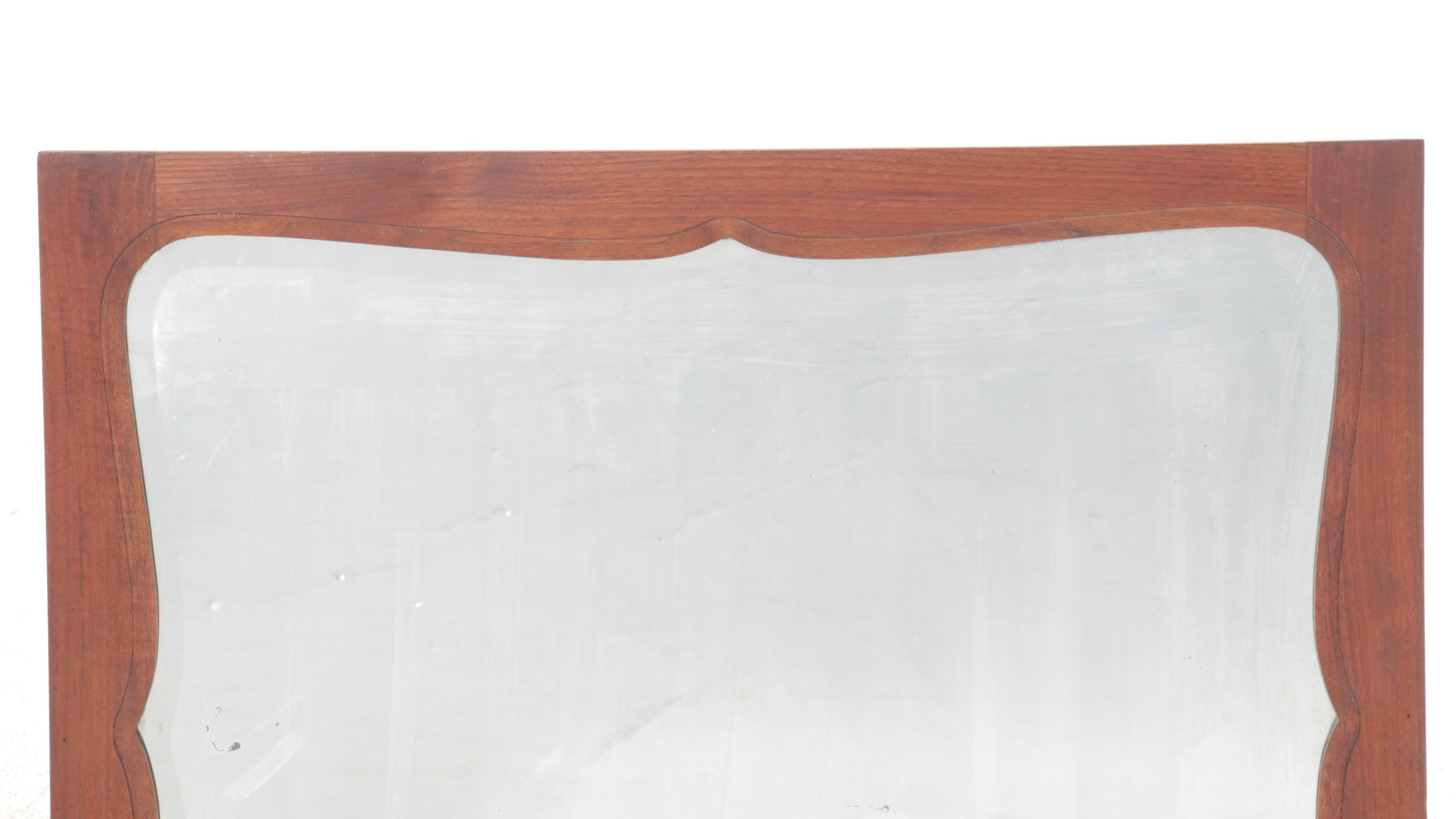 American Scalloped Edge  Framed Wall Mirror, Early 20th C.