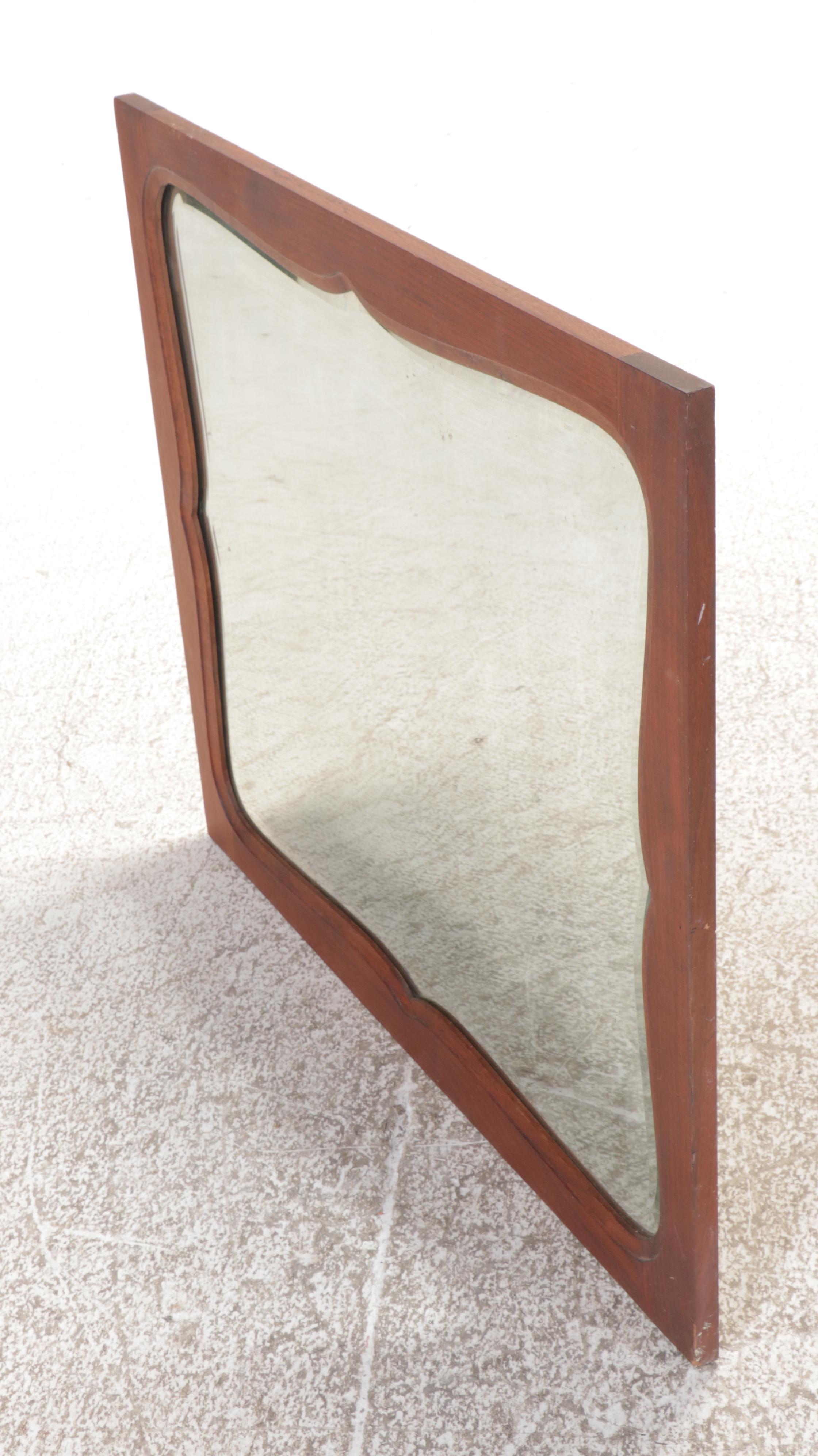 American Scalloped Edge  Framed Wall Mirror, Early 20th C.