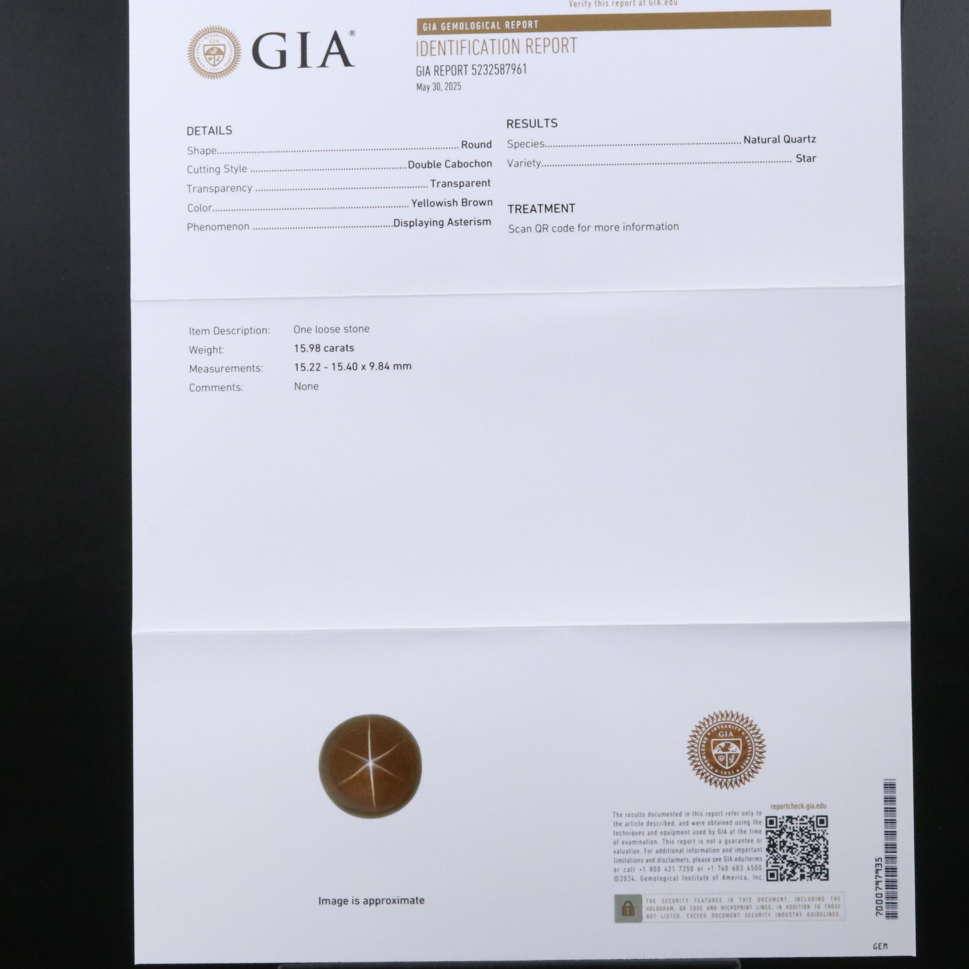 Loose 15.98 CT Star Quartz with GIA Report