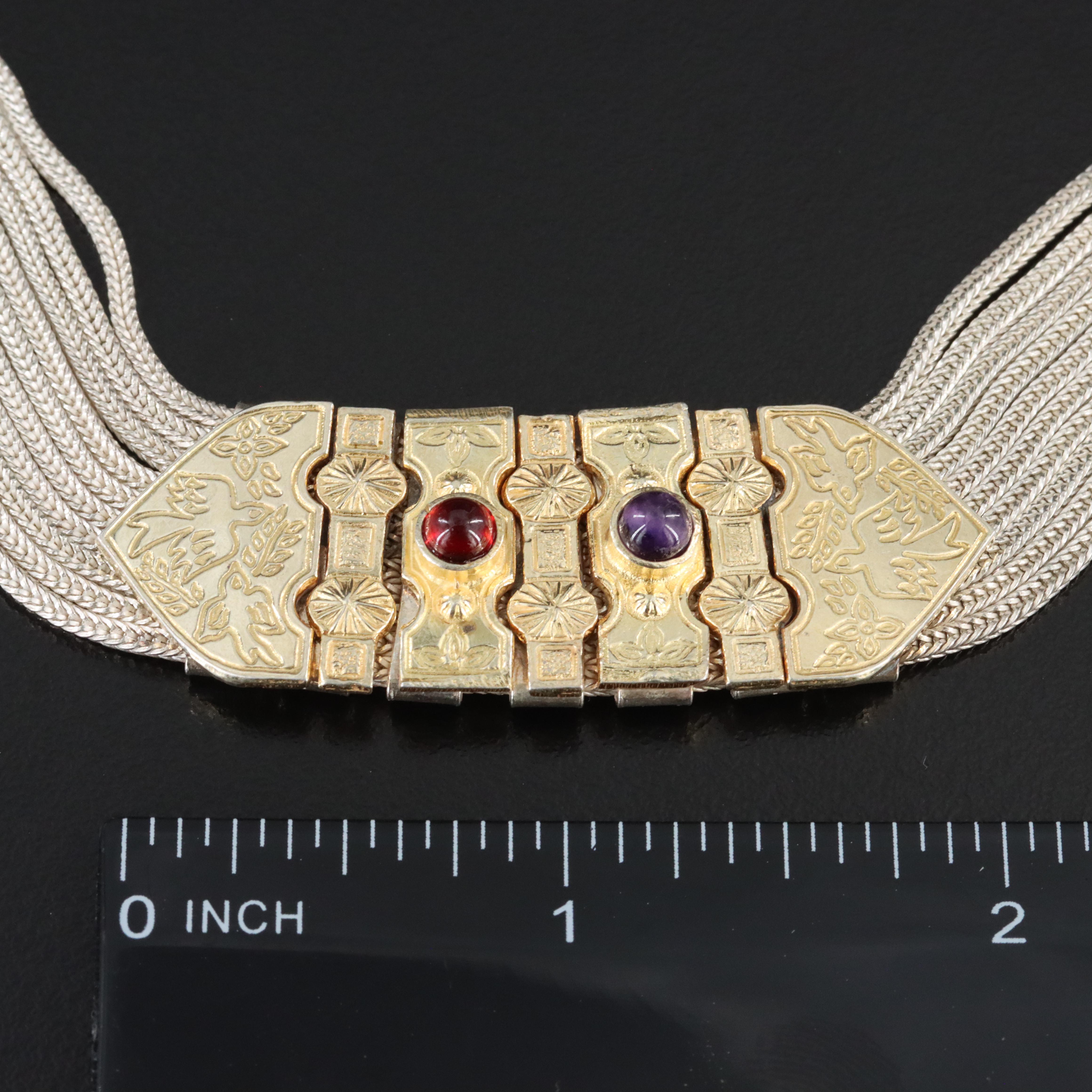 Turkish Aygül Sterling Amethyst and Garnet Necklace