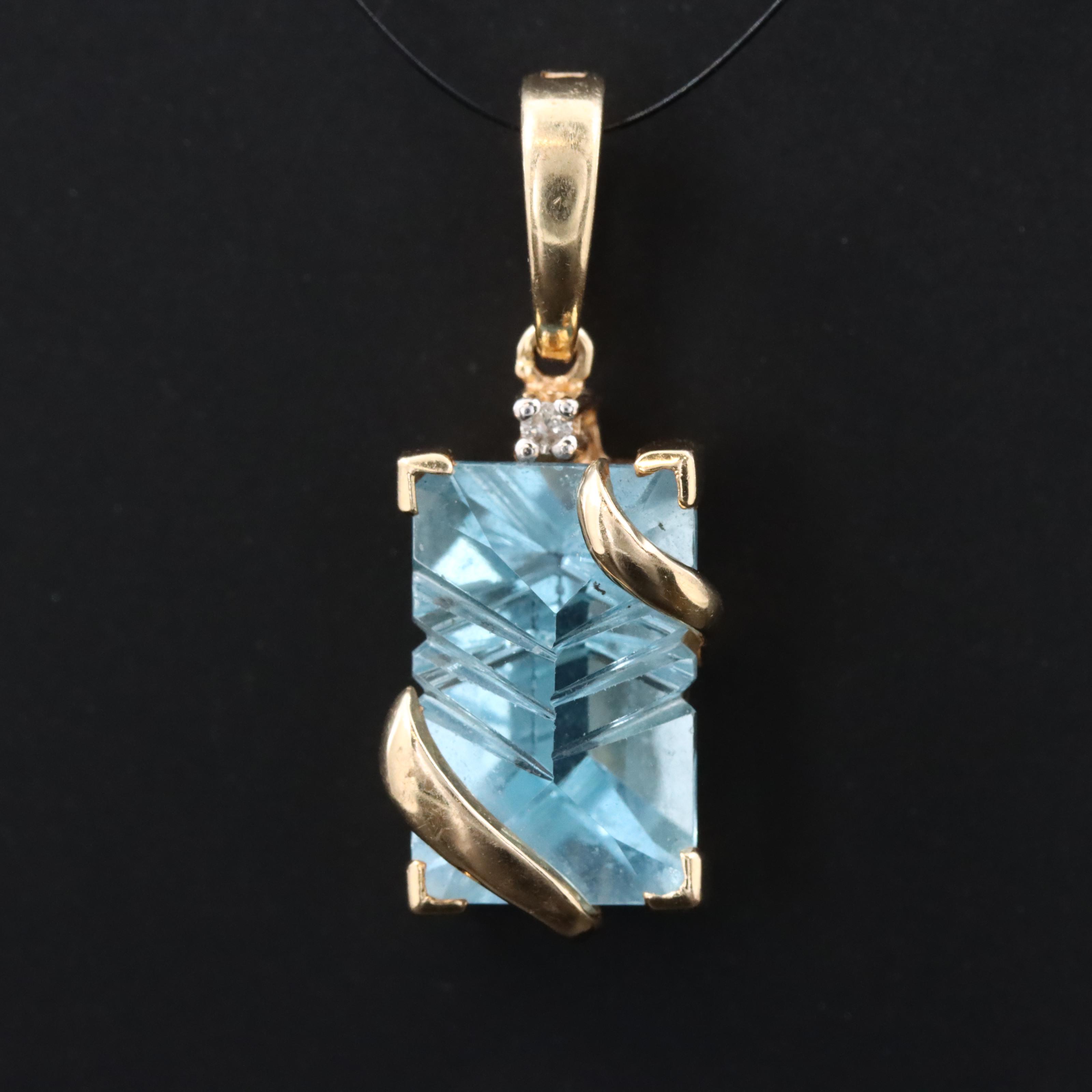 14K Topaz and Diamond Pendant