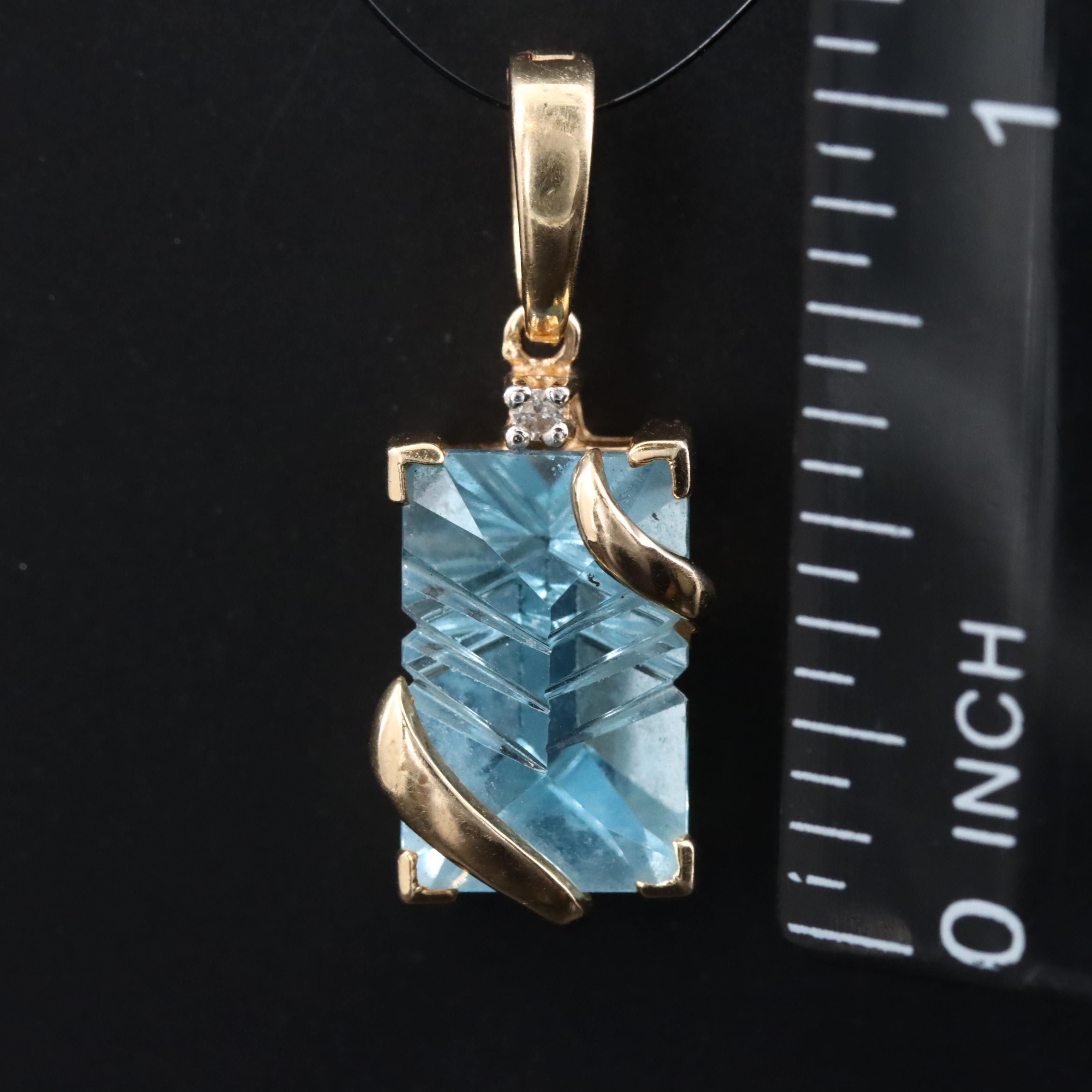 14K Topaz and Diamond Pendant