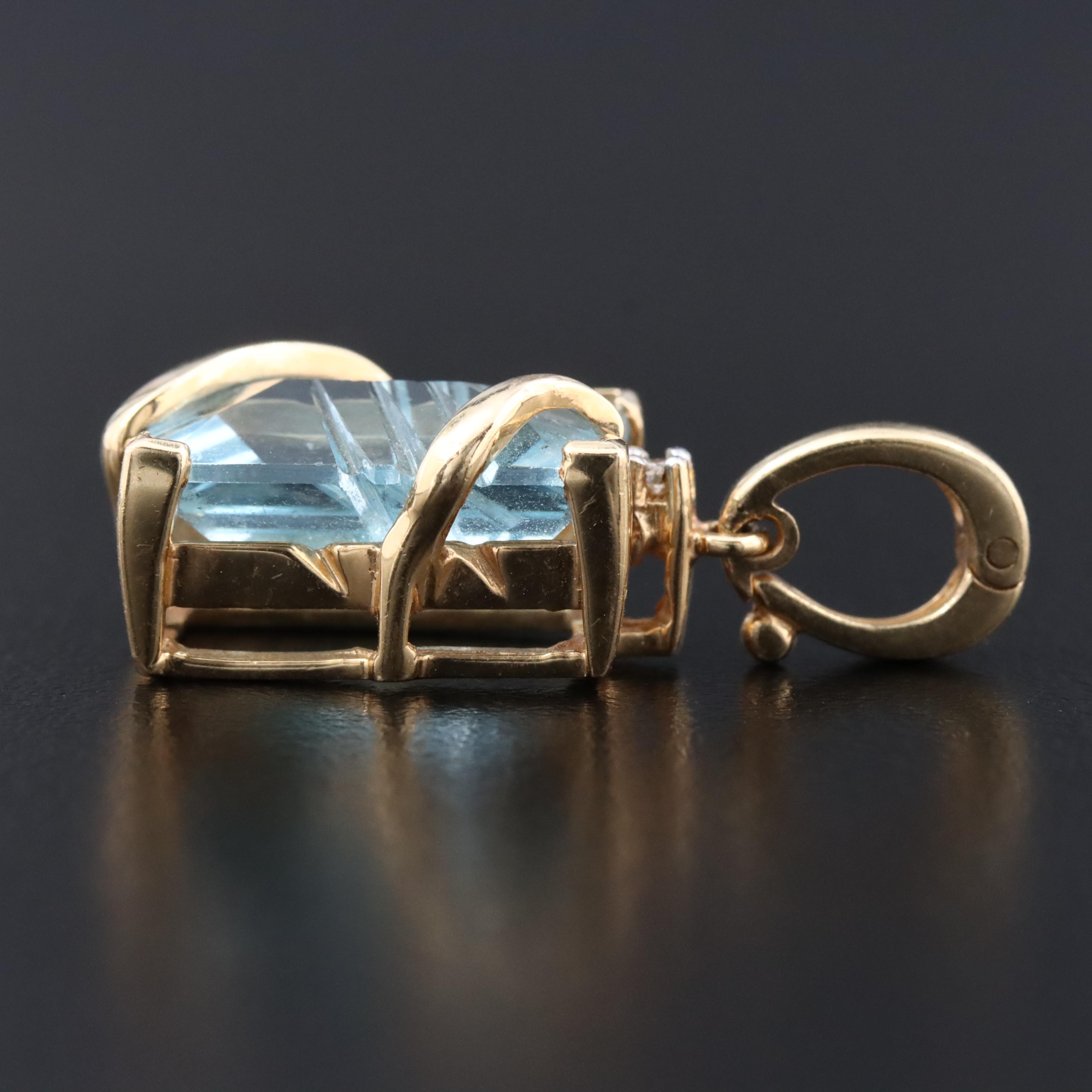 14K Topaz and Diamond Pendant