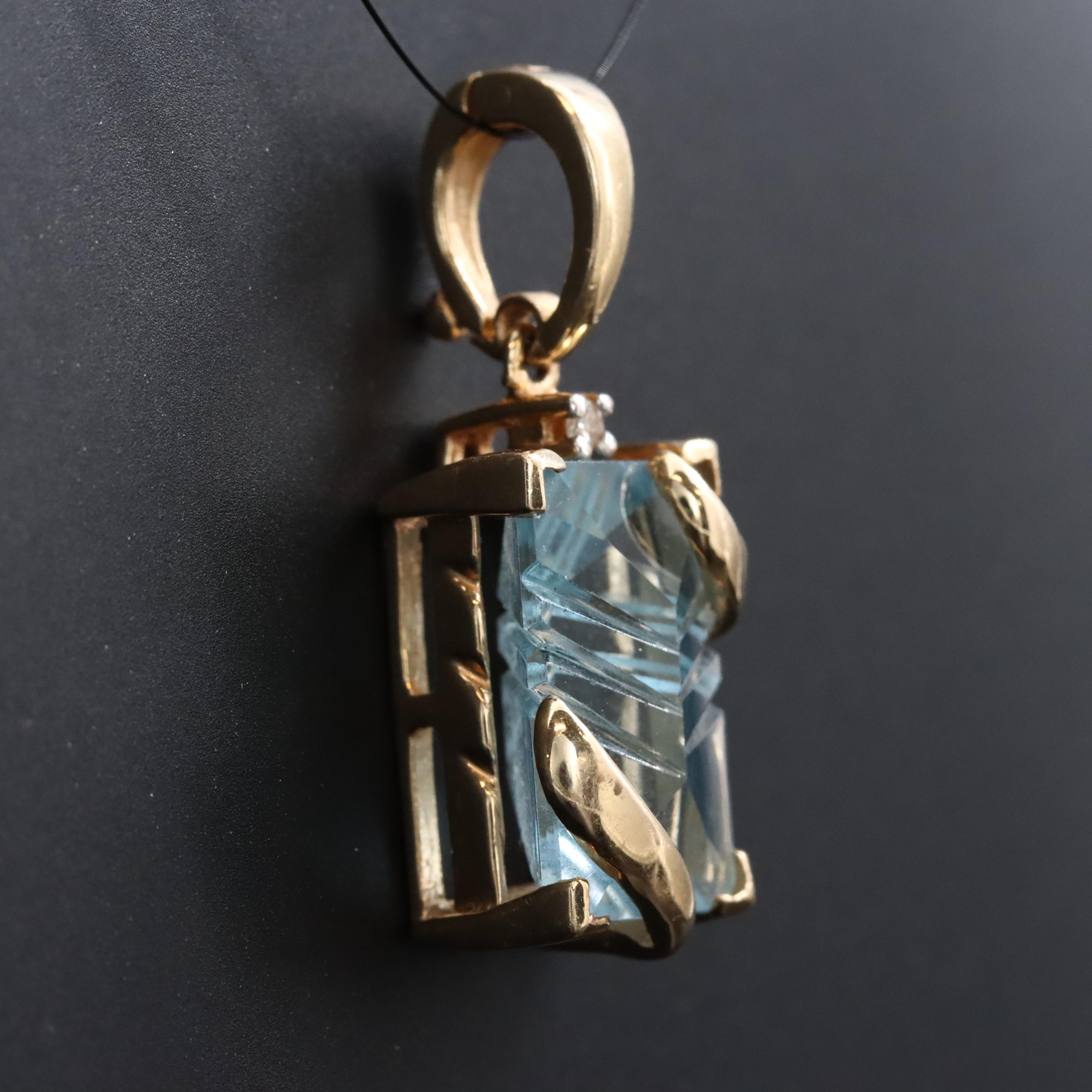 14K Topaz and Diamond Pendant