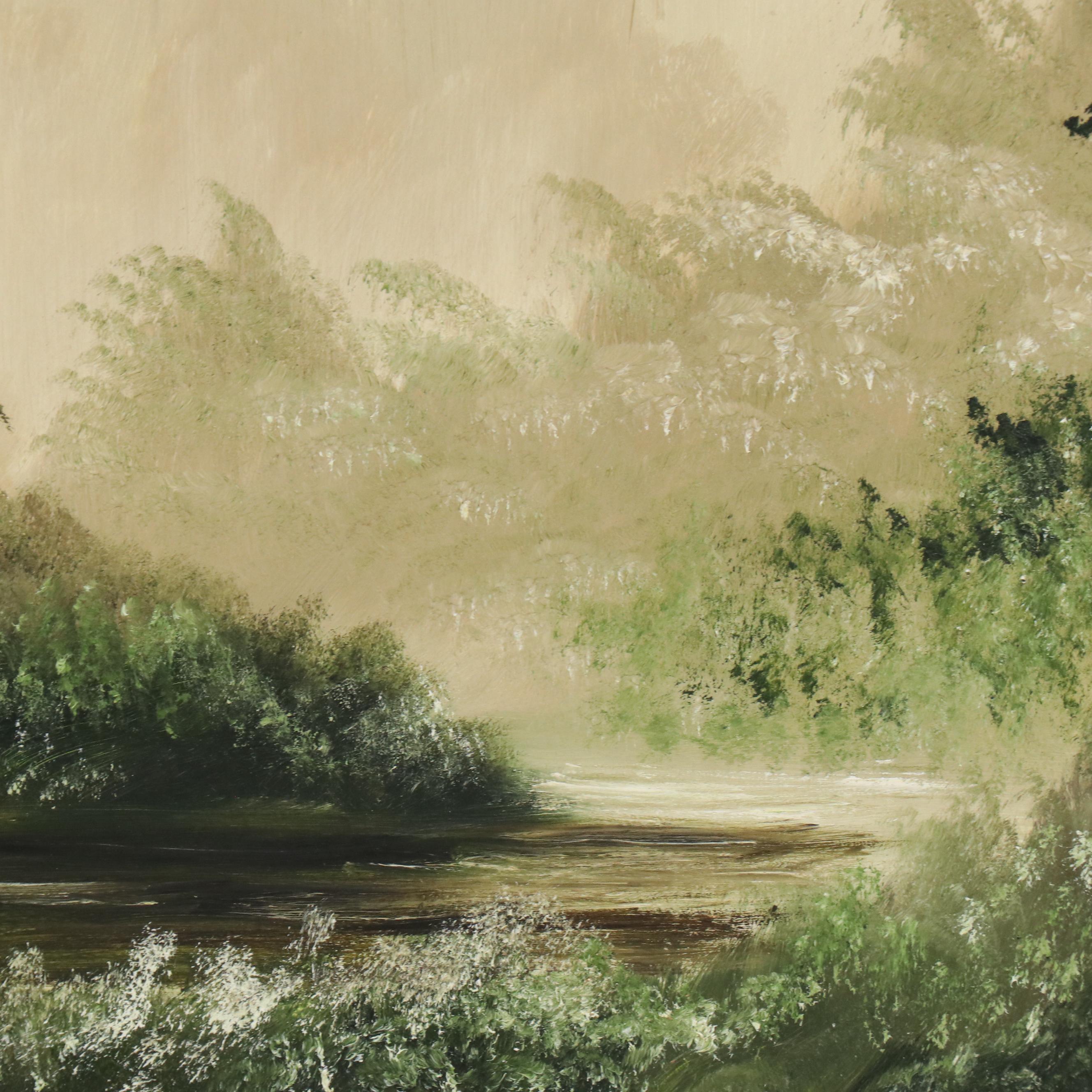 Hap Briere Large-Scale Oil Landscape Painting of Birch Forest, 1973