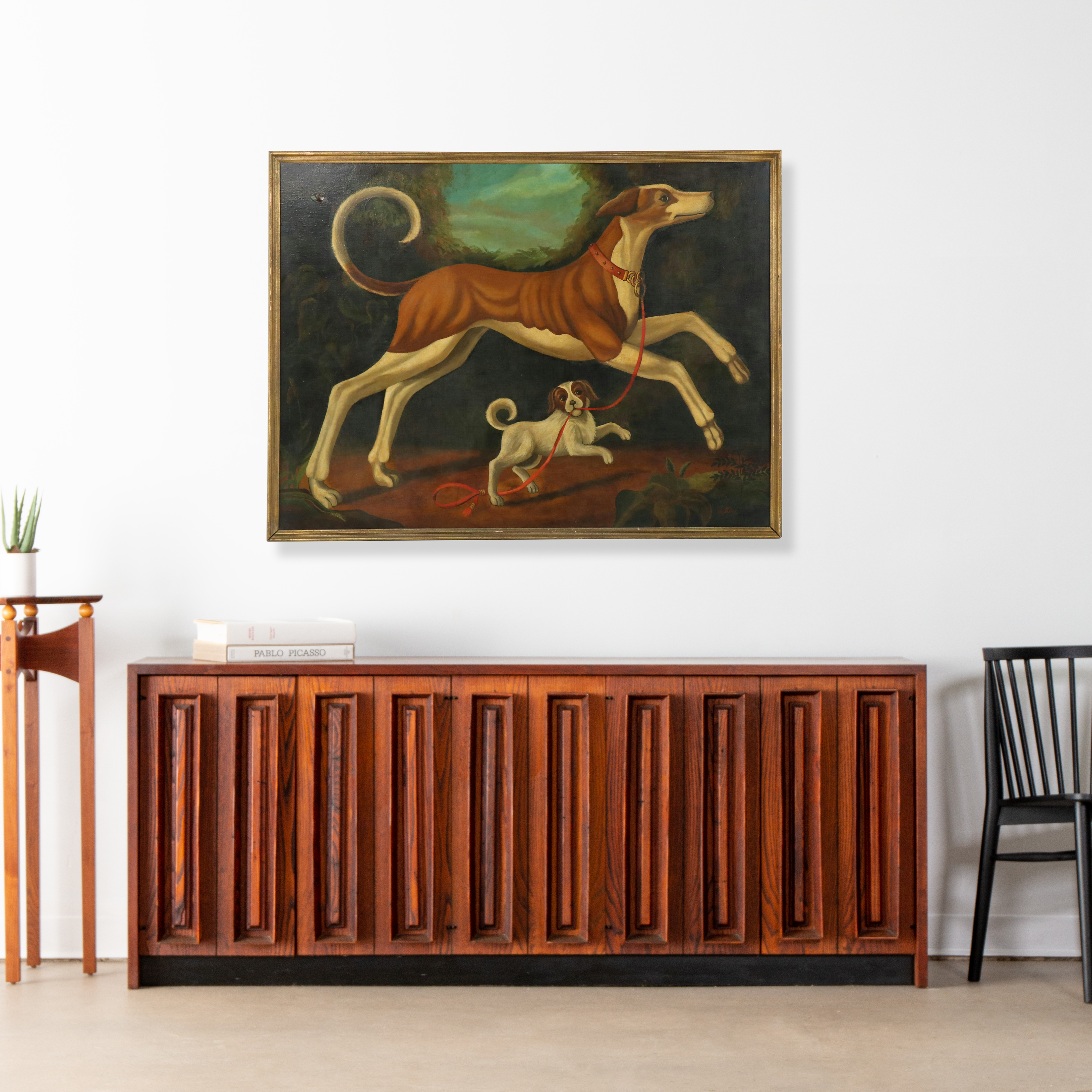 William Skilling Oil Painting of Greyhound and Terrier, Mid-20th Century