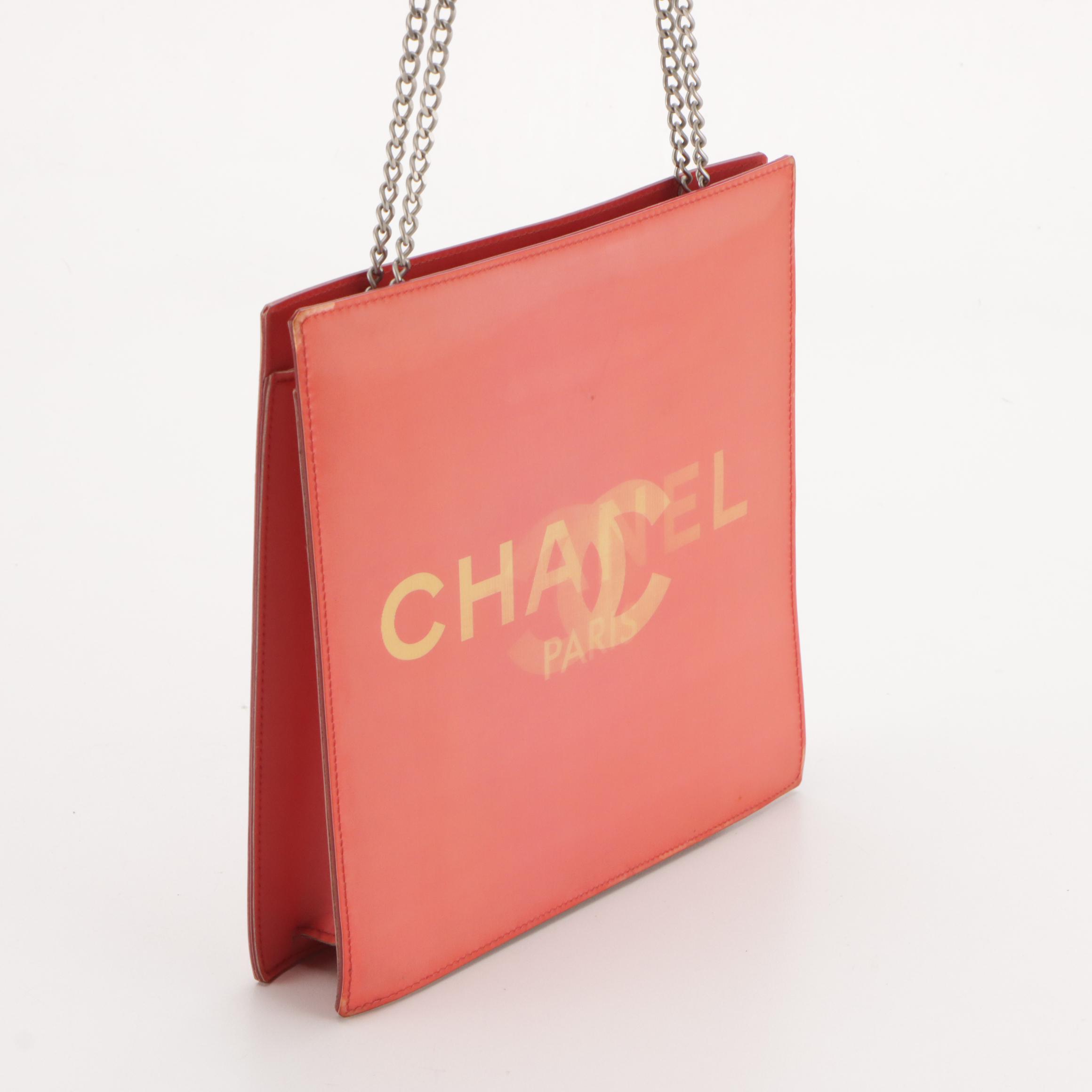 Chanel Lenticular Logo Chain Strap Shoulder Bag in Coral Vinyl