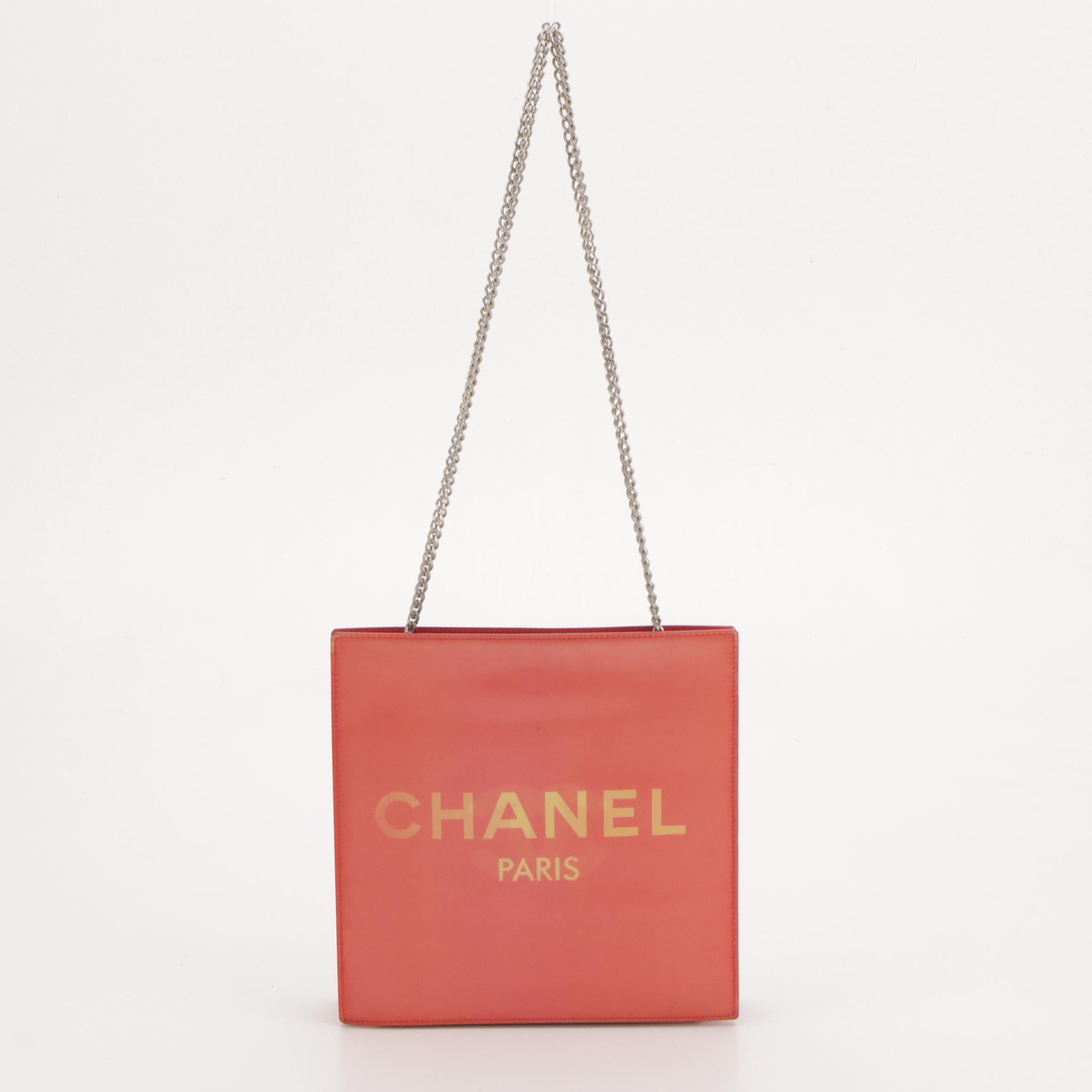Chanel Lenticular Logo Chain Strap Shoulder Bag in Coral Vinyl