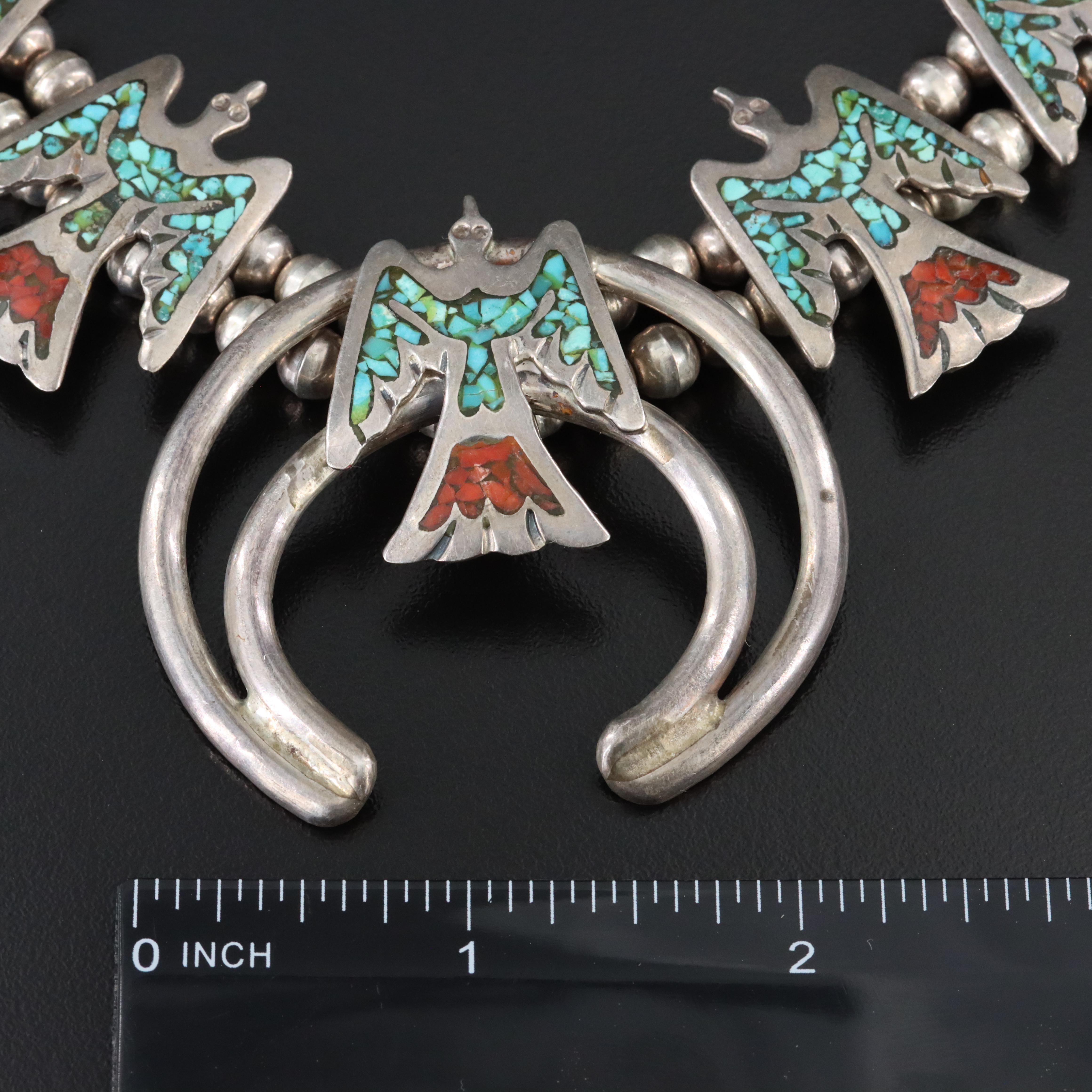 Repair Lot Southwestern Sterling and 850 Silver Peyote Bird Necklace