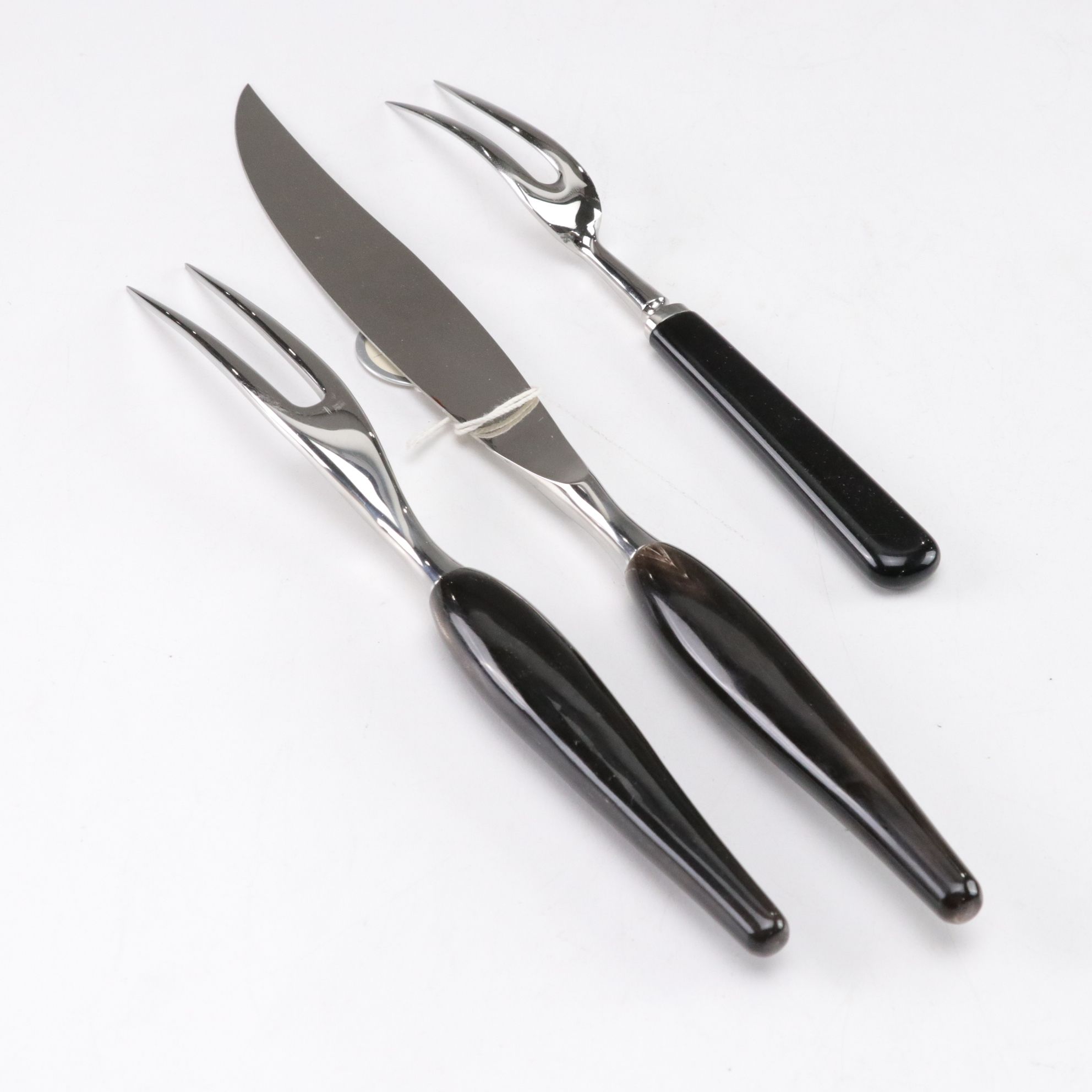 Mid Century Modern Stainless Steel Utensils with Amber Hobnail Ashtrays & More