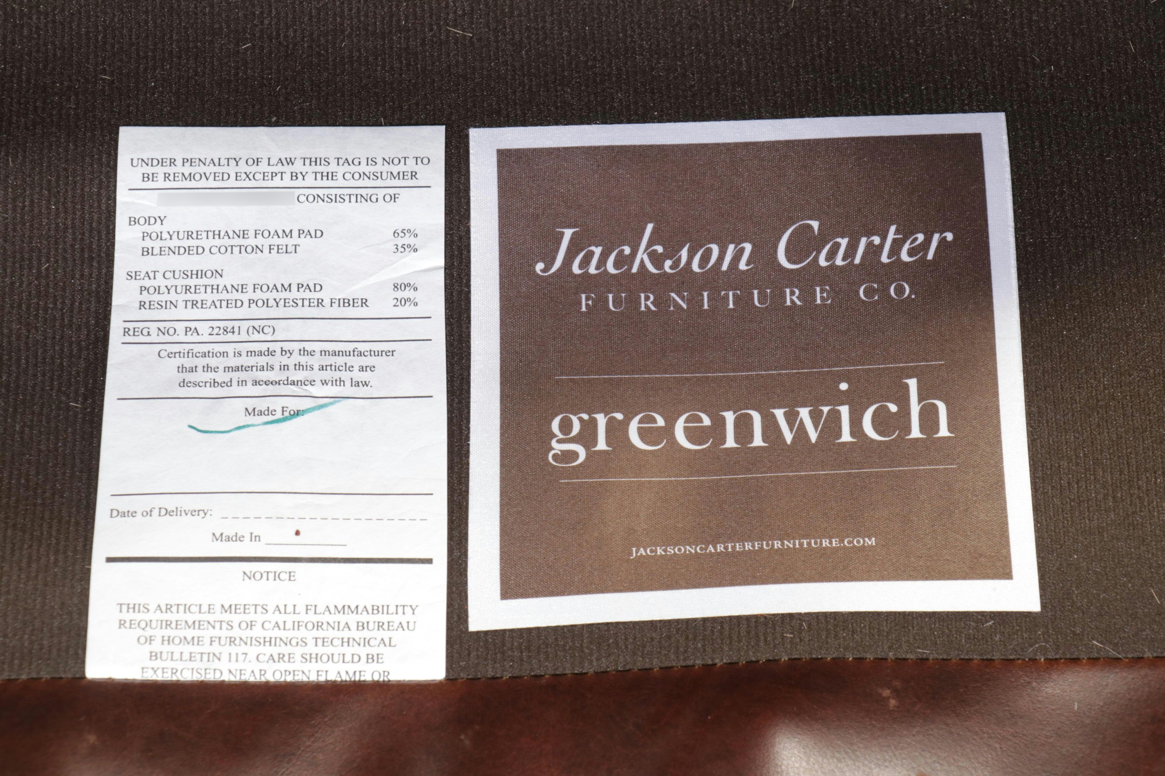 Jackson Carter Furniture Co. "Greenwich" Leather and Fur Upholstered Armchair