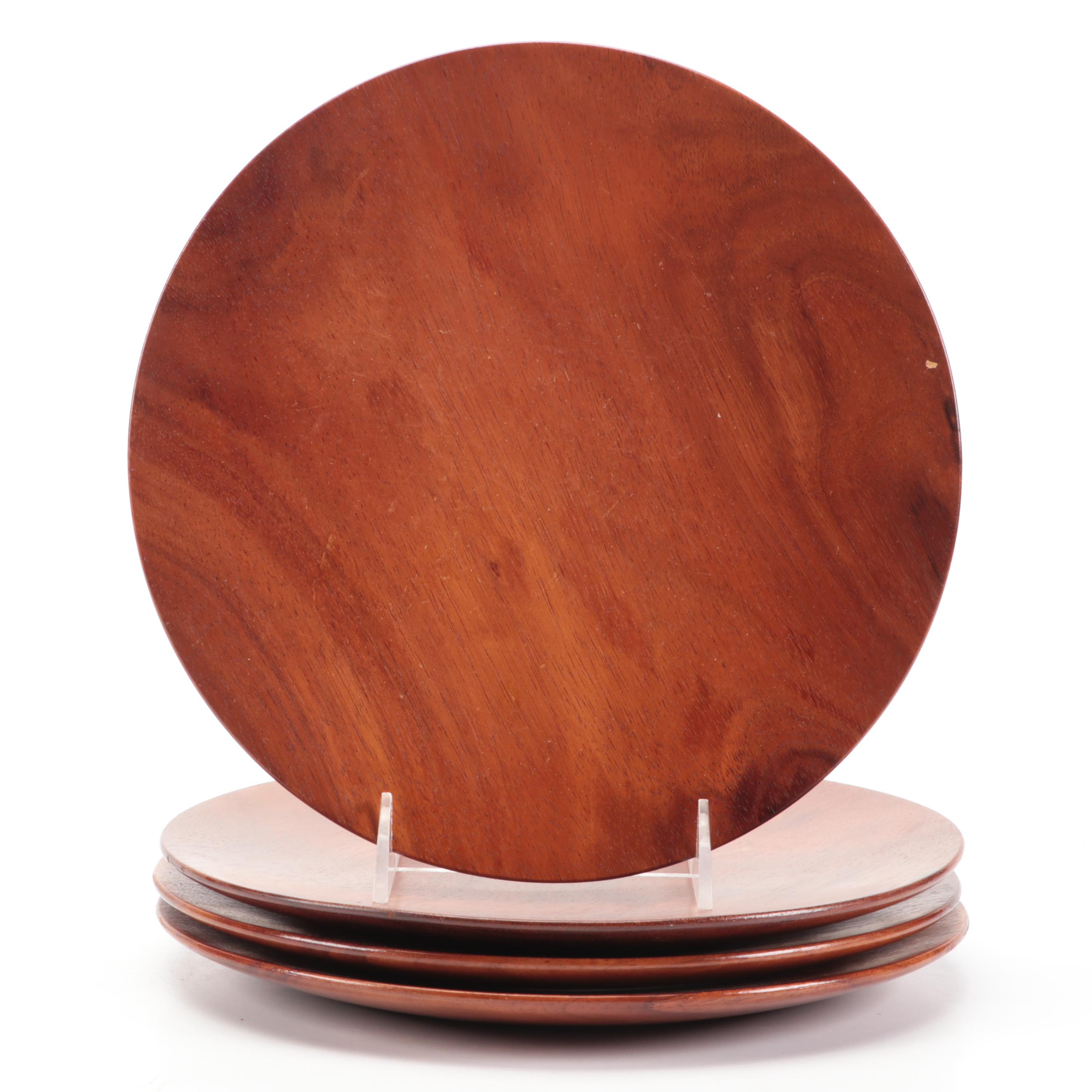 Hand-Carved Polished Wooden Salad Bowl with Napkin Rings and Other Accessories