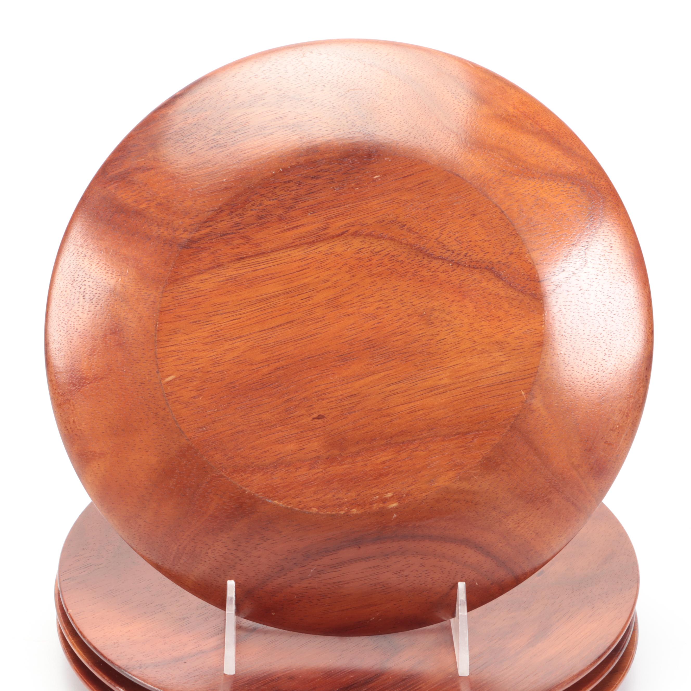 Hand-Carved Polished Wooden Salad Bowl with Napkin Rings and Other Accessories