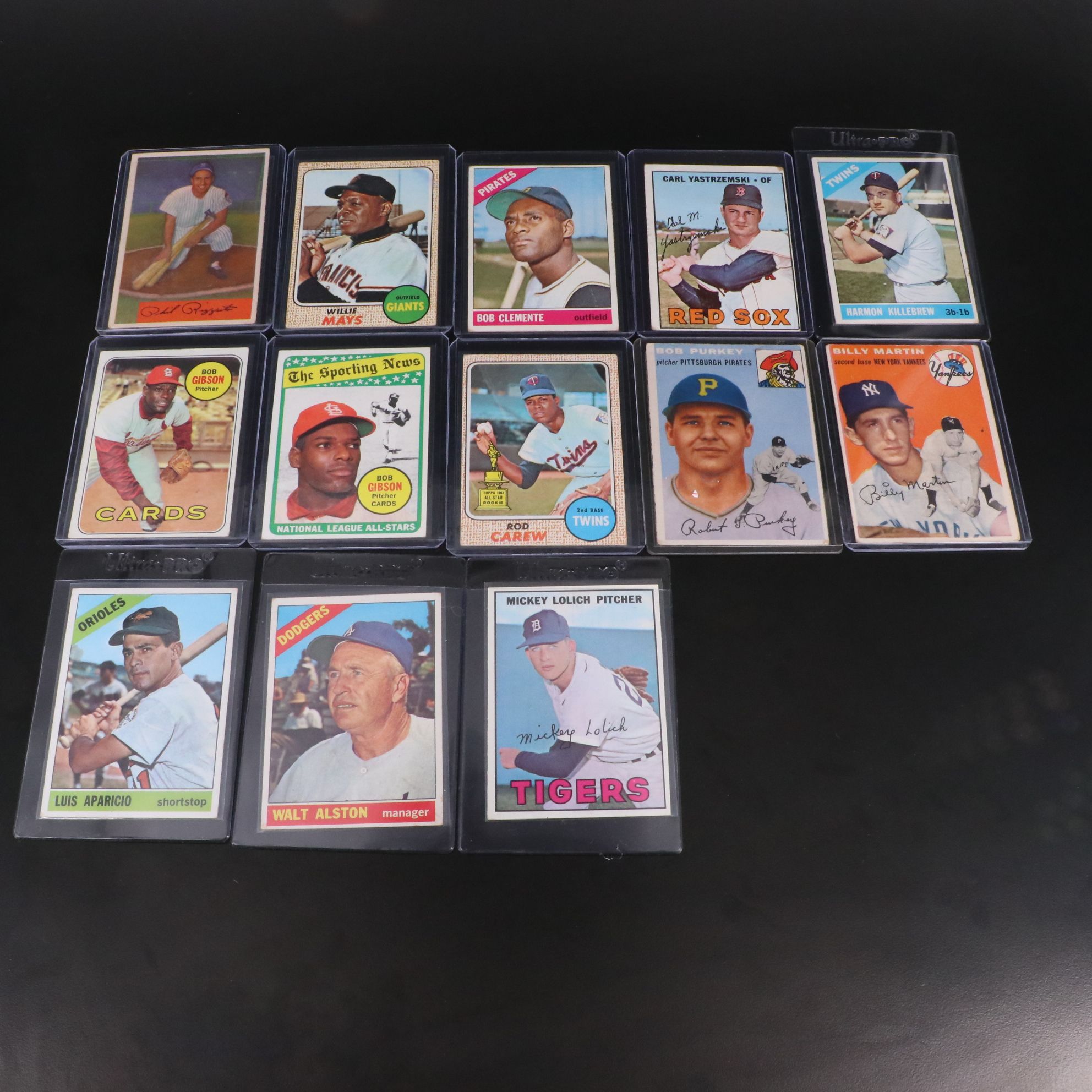 Topps Baseball Cards with Roberto Clemente, Willie Mays, and More, 1950s-1960s