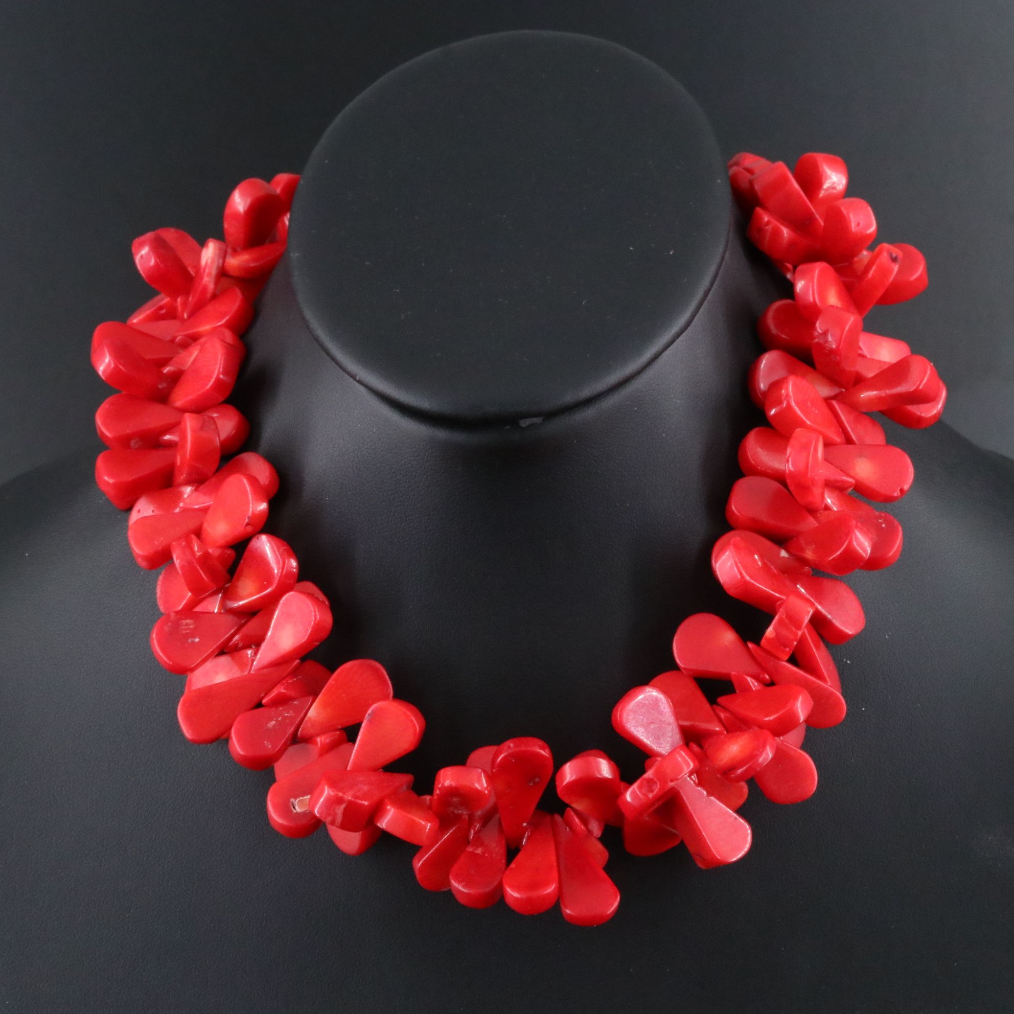 Coral Necklace with Sterling Toggle Clasp