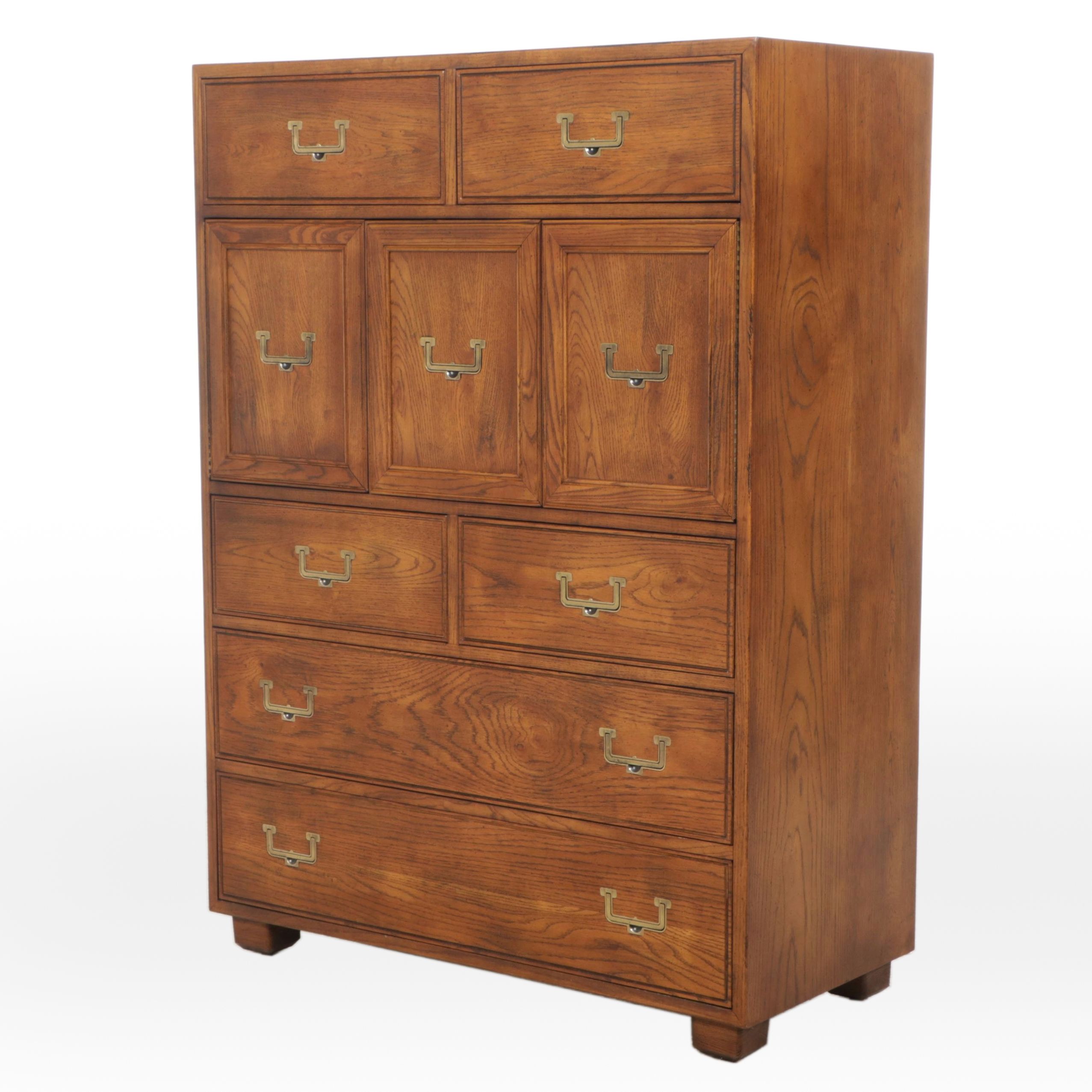 Campaign Style Oak Gentleman's Chest, Late 20th Century