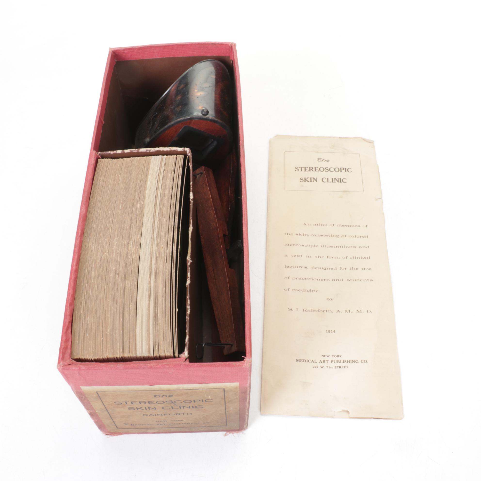 Stereoscopic Skin Clinic Set of Stereoscope and Medical Slides, 1914