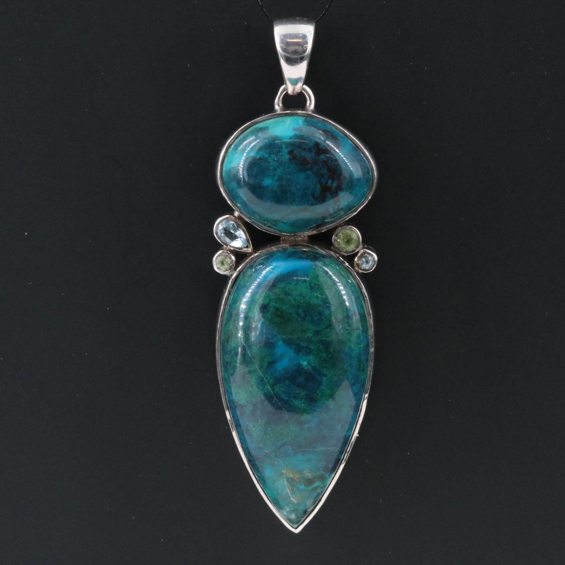 Sterling Eilat Stone, Peridot and Topaz Pendant