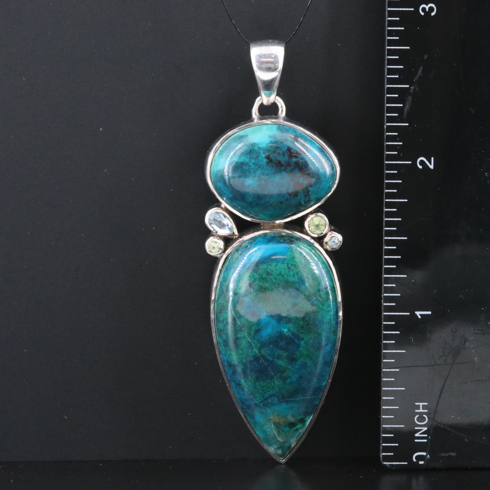Sterling Eilat Stone, Peridot and Topaz Pendant